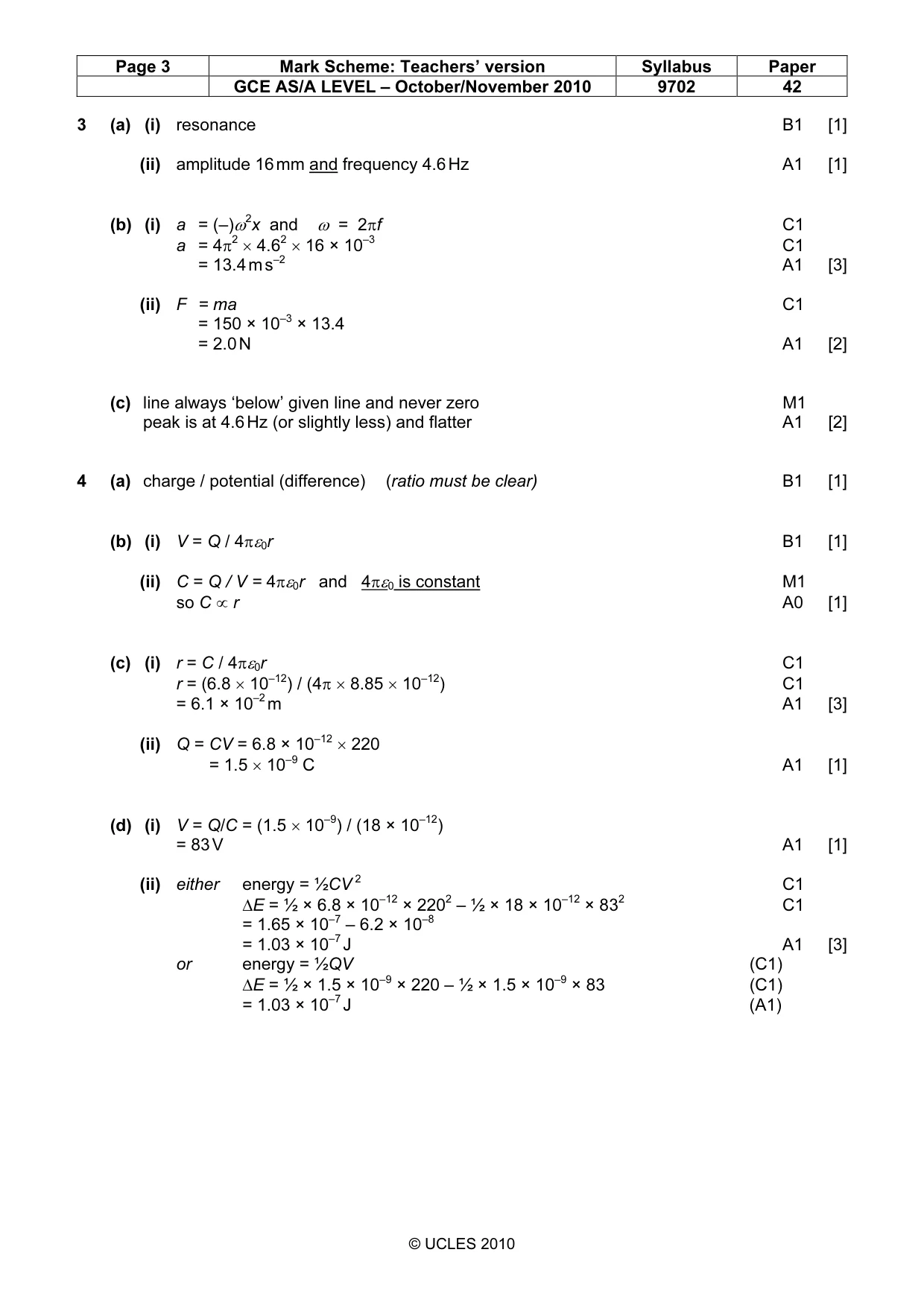 Mark scheme, page 3 of 6