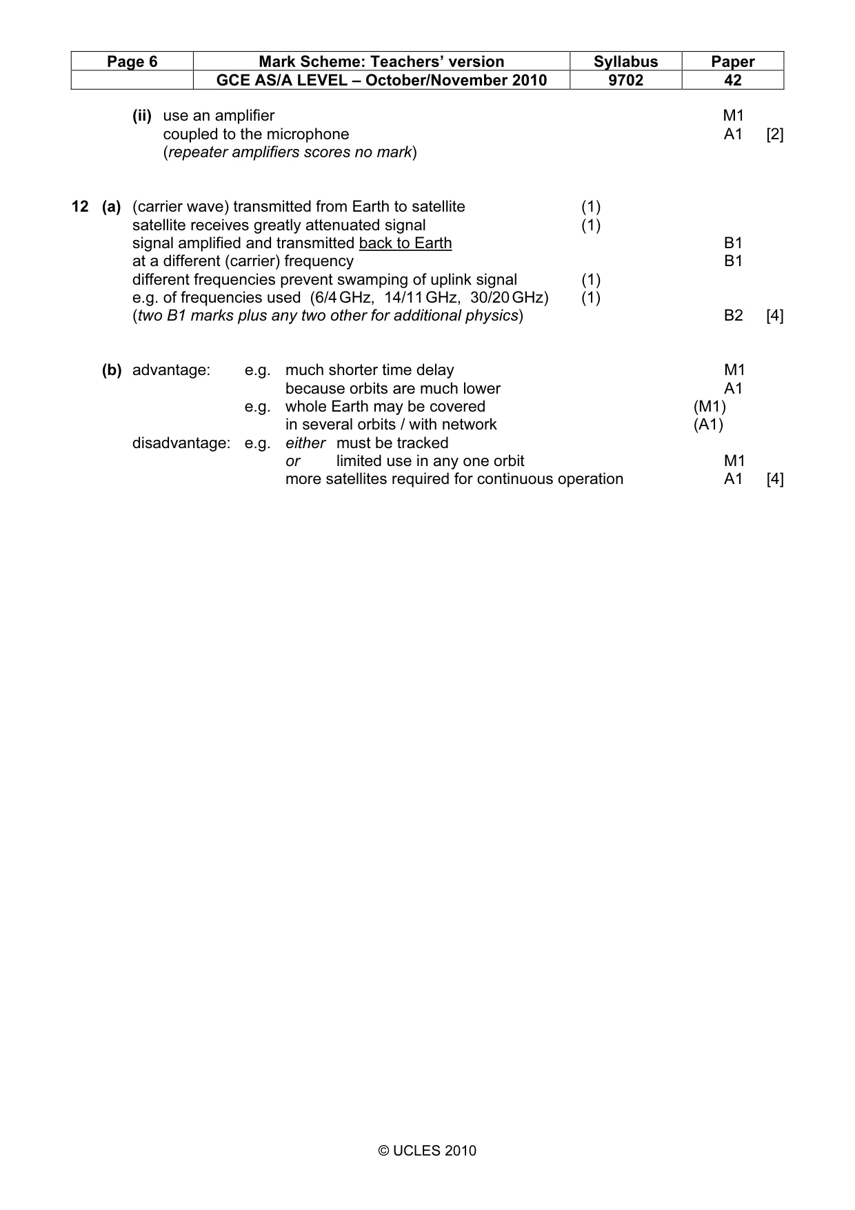 Mark scheme, page 6 of 6