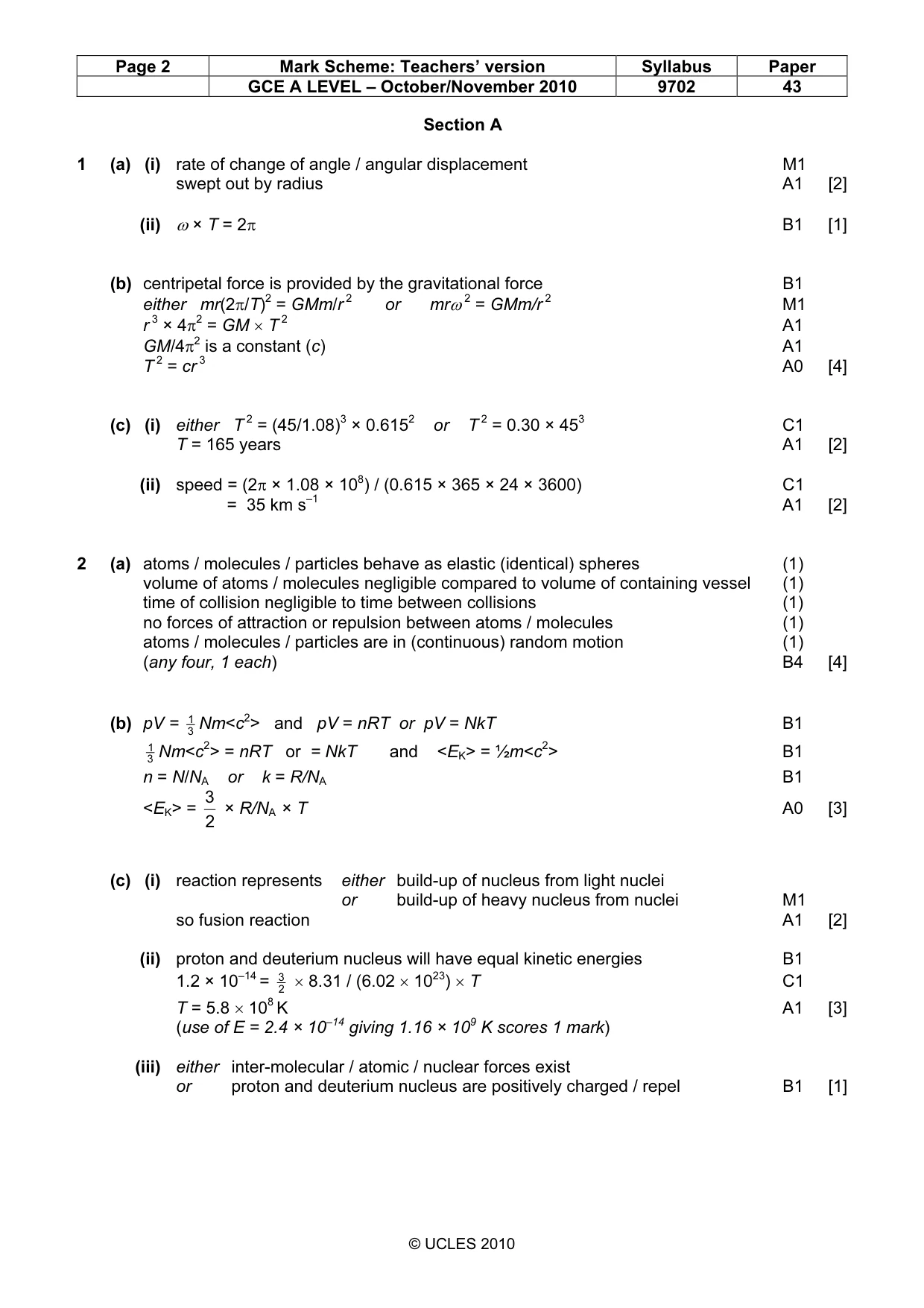Mark scheme, page 2 of 6