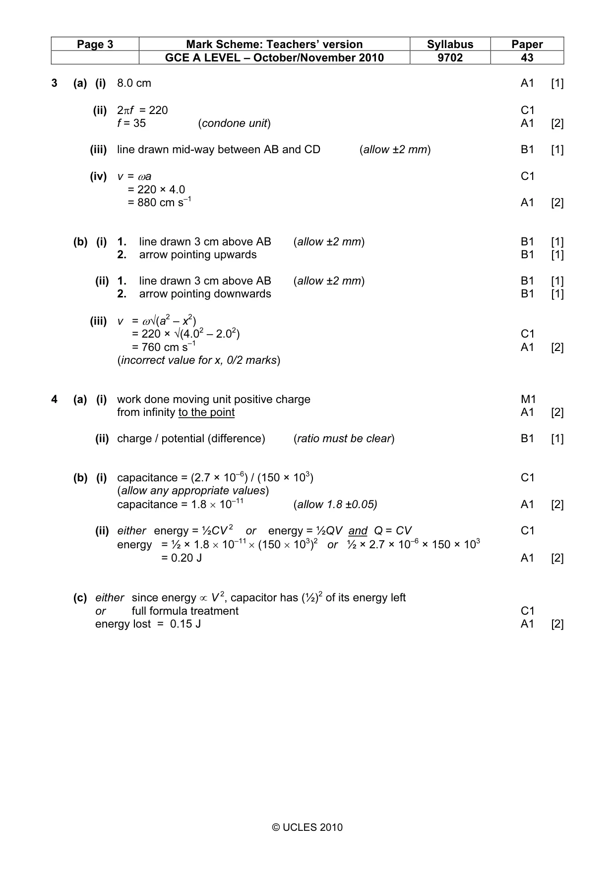 Mark scheme, page 3 of 6