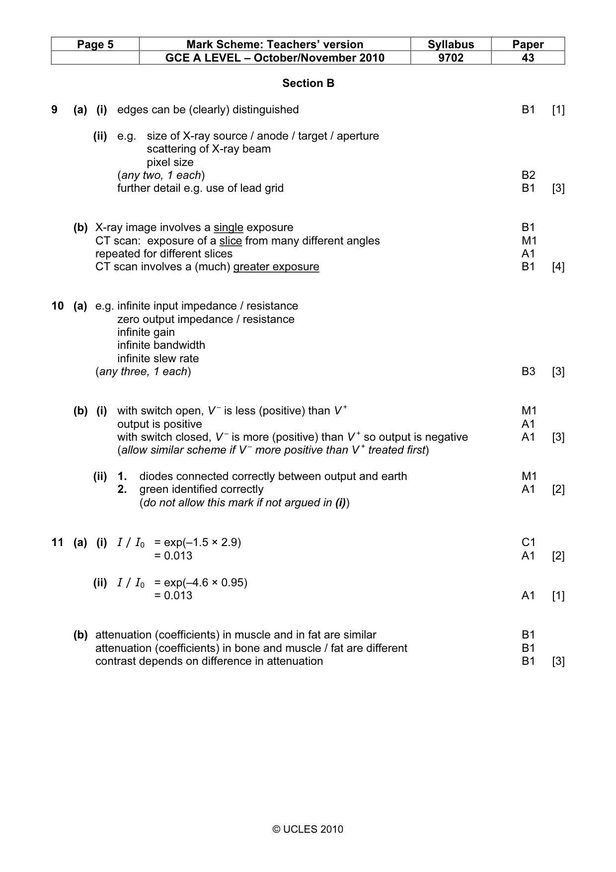 Mark scheme, page 5 of 6