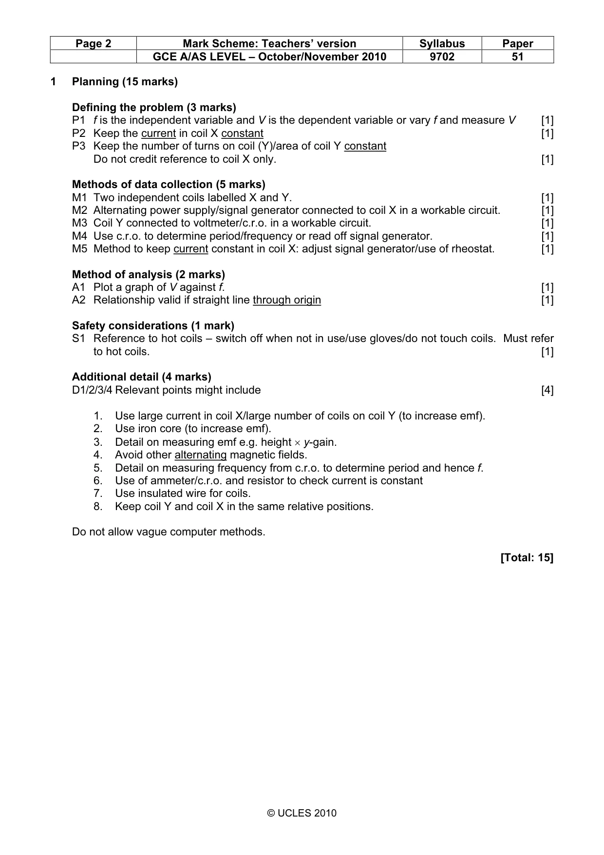 Mark scheme, page 2 of 4