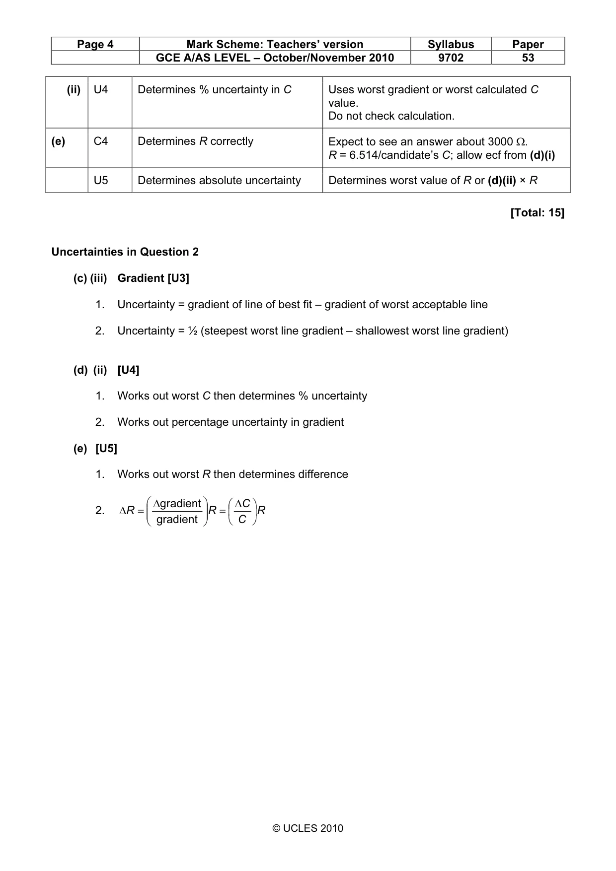 Mark scheme, page 4 of 4