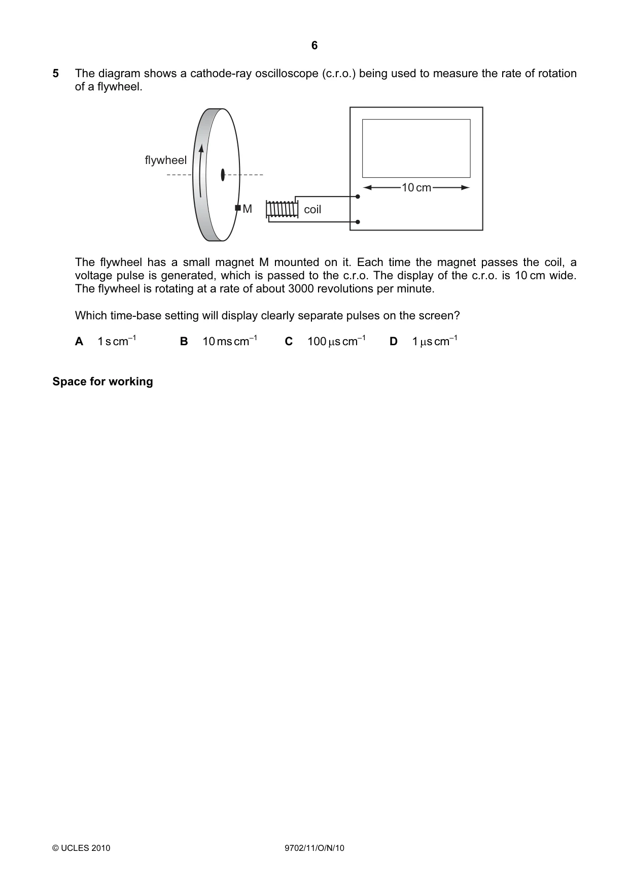 Cambridge A Level Physics 9702 2010 Oct/Nov Paper 1 · Variant 1 question paper, page 6 of 24