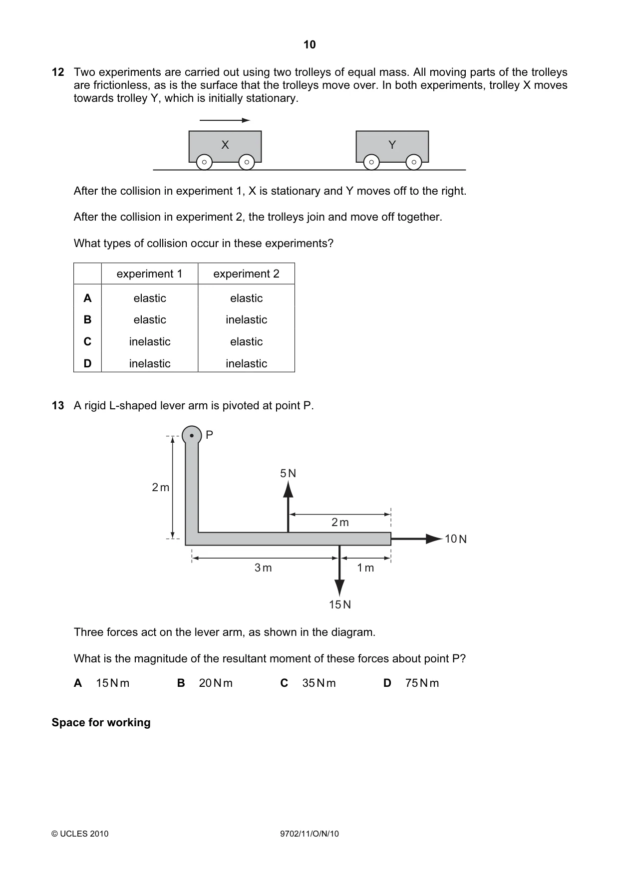 Cambridge A Level Physics 9702 2010 Oct/Nov Paper 1 · Variant 1 question paper, page 10 of 24