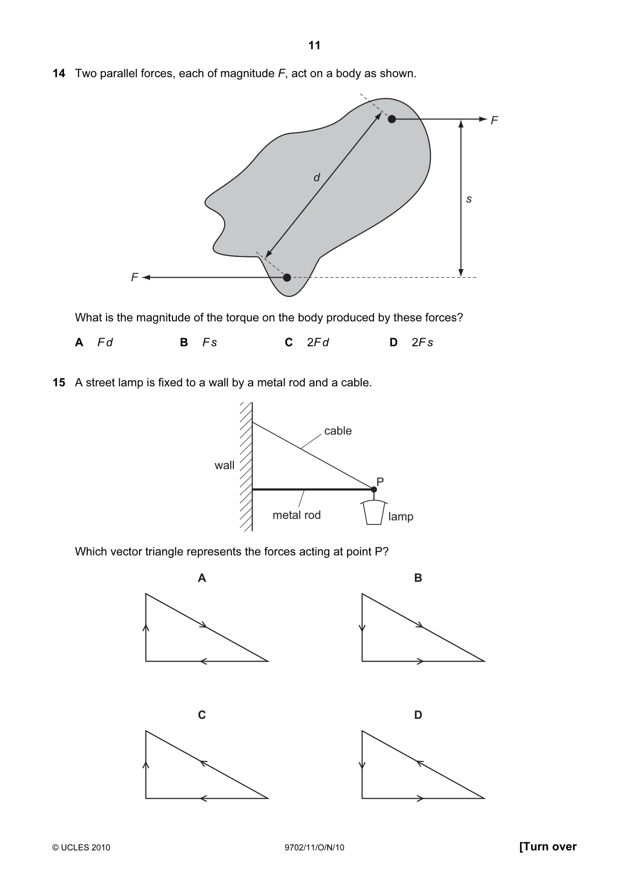 Cambridge A Level Physics 9702 2010 Oct/Nov Paper 1 · Variant 1 question paper, page 11 of 24