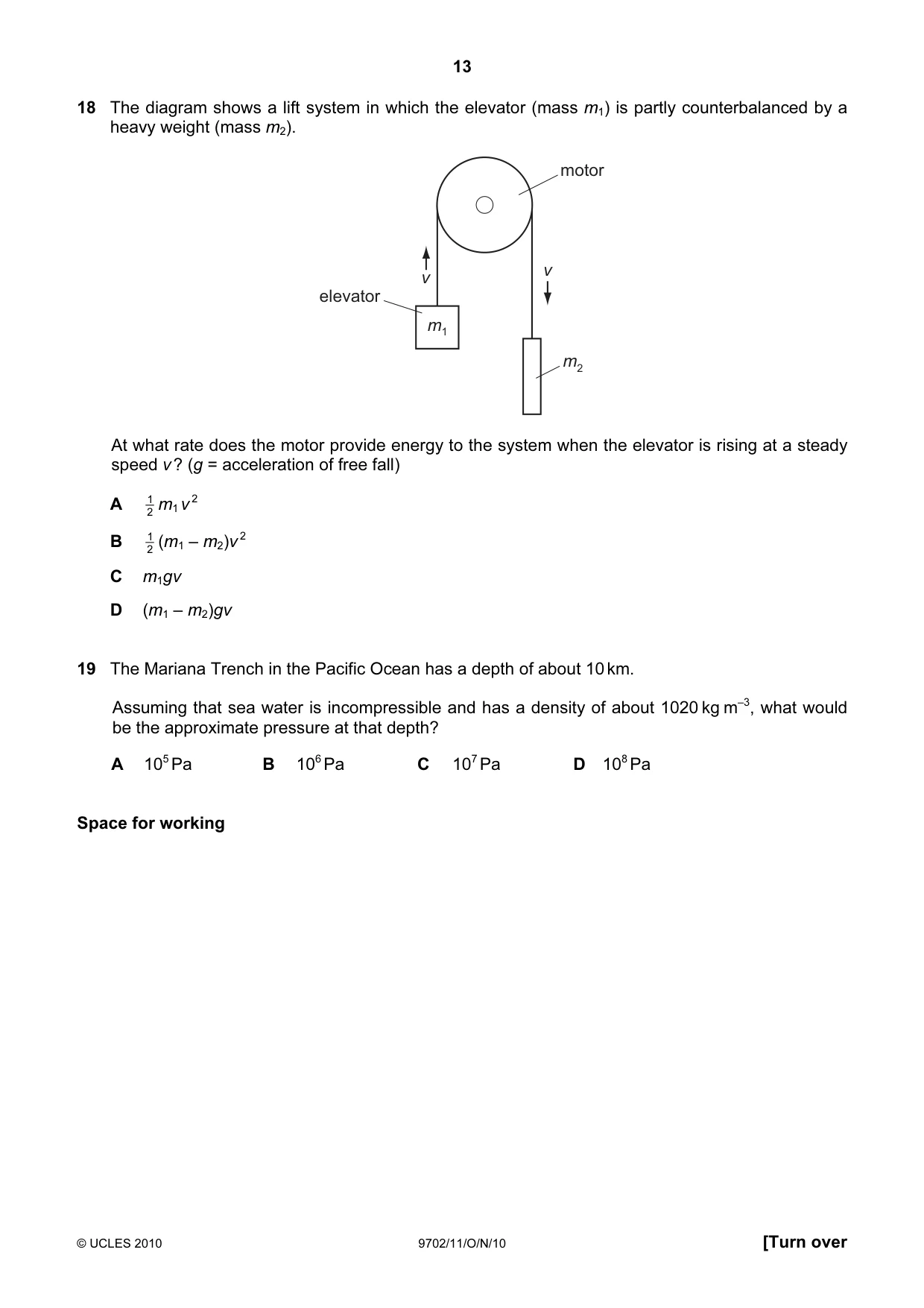 Cambridge A Level Physics 9702 2010 Oct/Nov Paper 1 · Variant 1 question paper, page 13 of 24