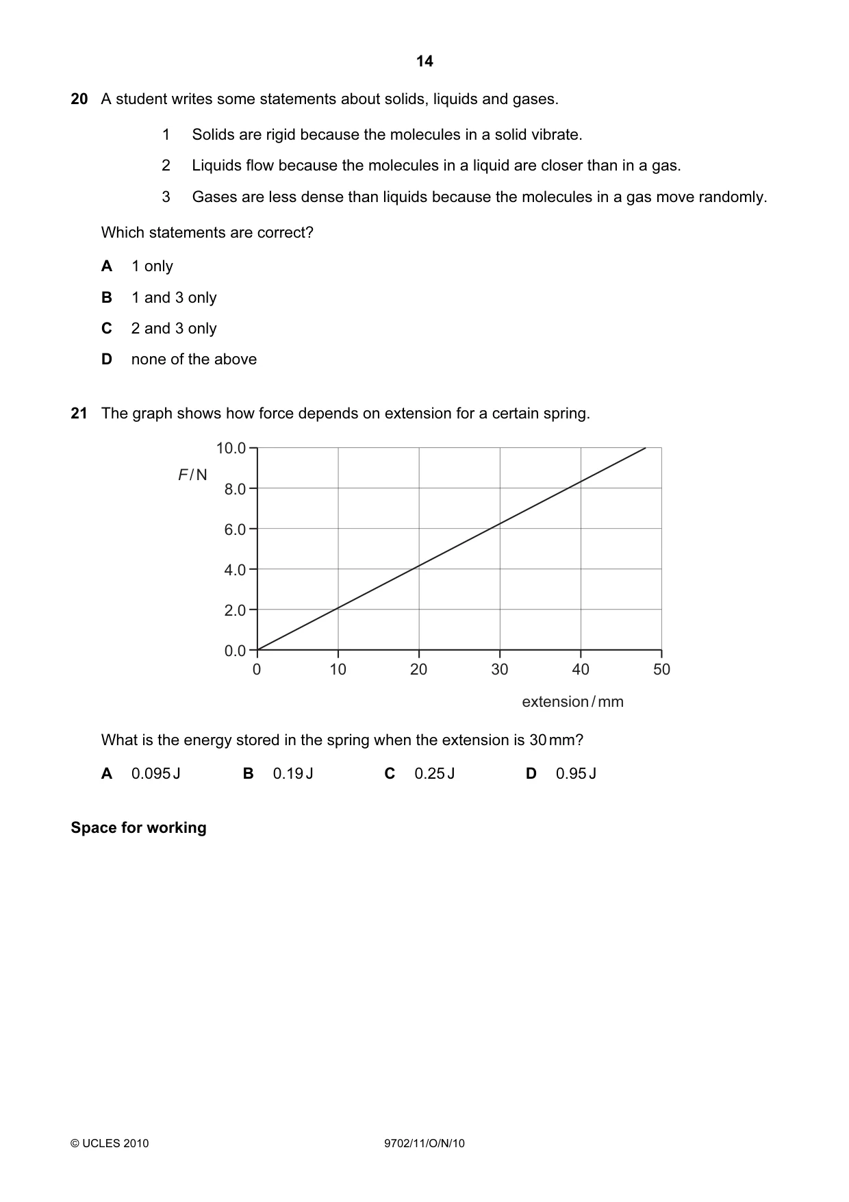 Cambridge A Level Physics 9702 2010 Oct/Nov Paper 1 · Variant 1 question paper, page 14 of 24