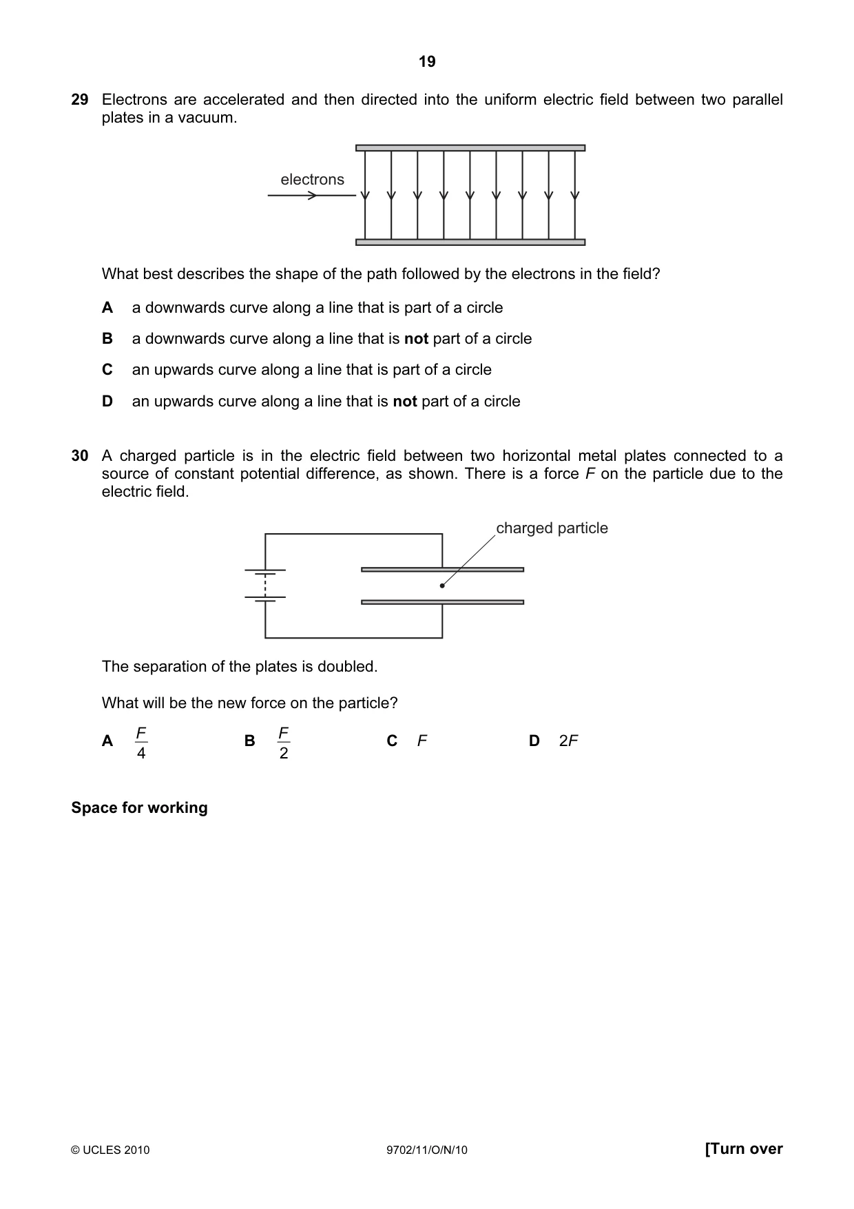 Cambridge A Level Physics 9702 2010 Oct/Nov Paper 1 · Variant 1 question paper, page 19 of 24