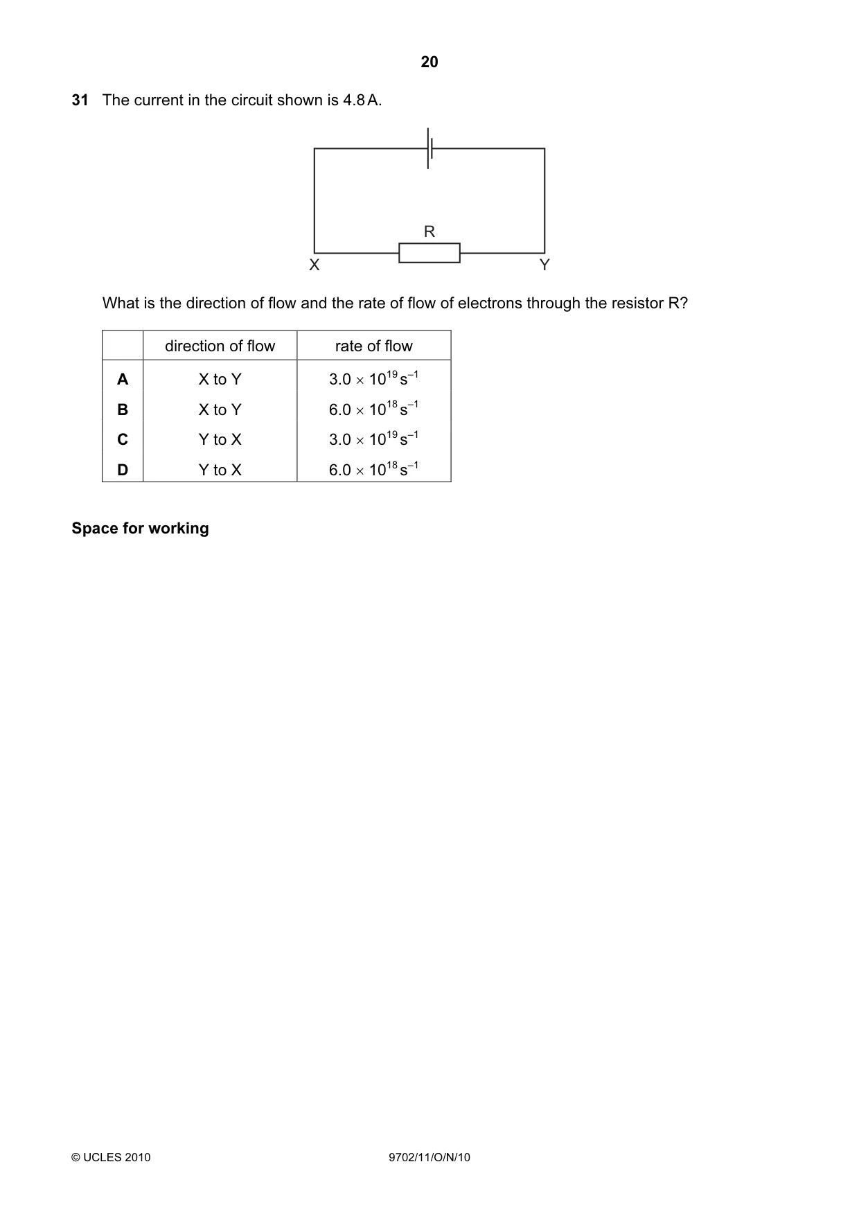 Cambridge A Level Physics 9702 2010 Oct/Nov Paper 1 · Variant 1 question paper, page 20 of 24