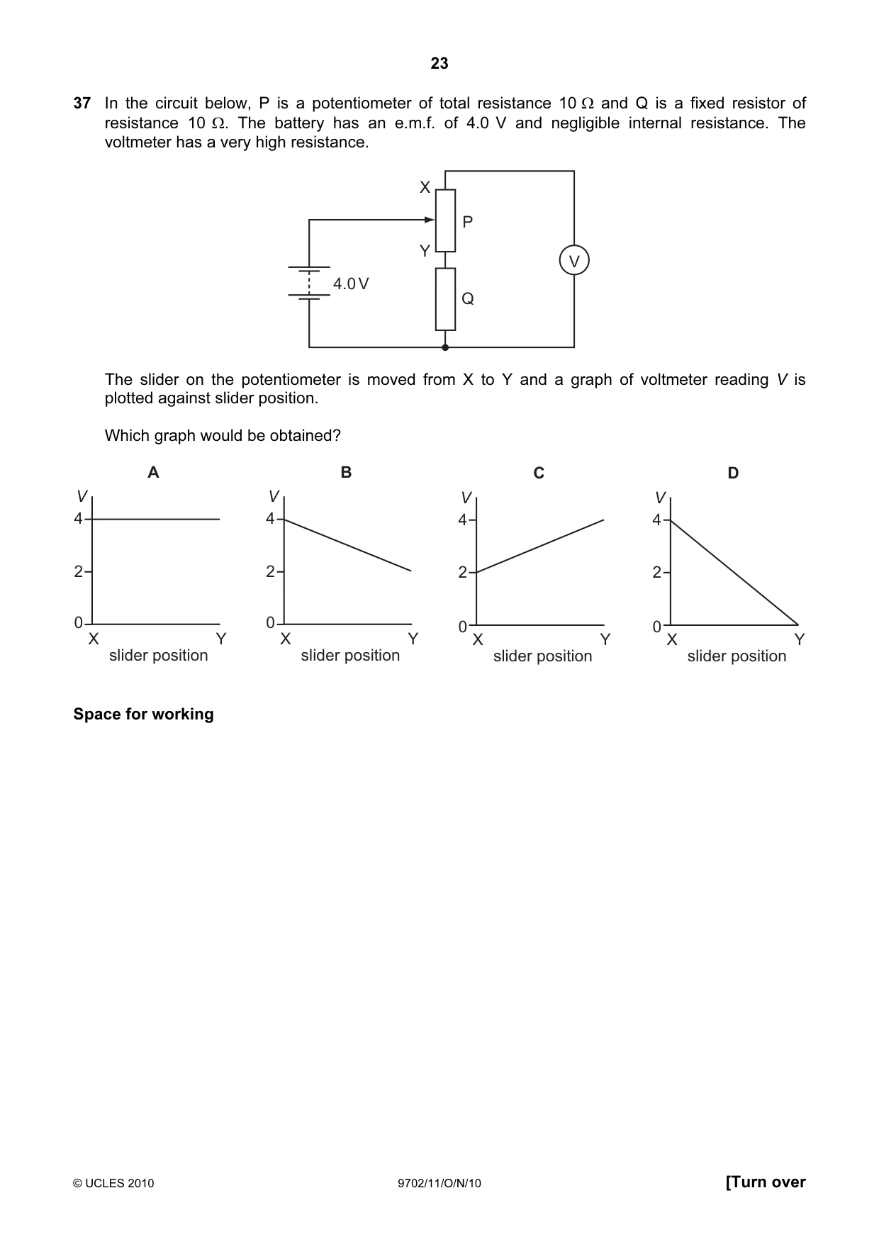 Cambridge A Level Physics 9702 2010 Oct/Nov Paper 1 · Variant 1 question paper, page 23 of 24