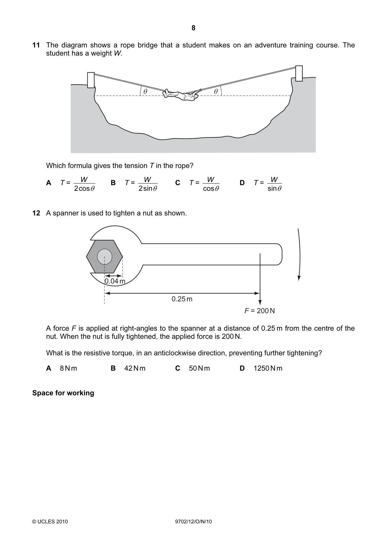 Cambridge A Level Physics 9702 2010 Oct/Nov Paper 1 · Variant 2 question paper, page 8 of 24