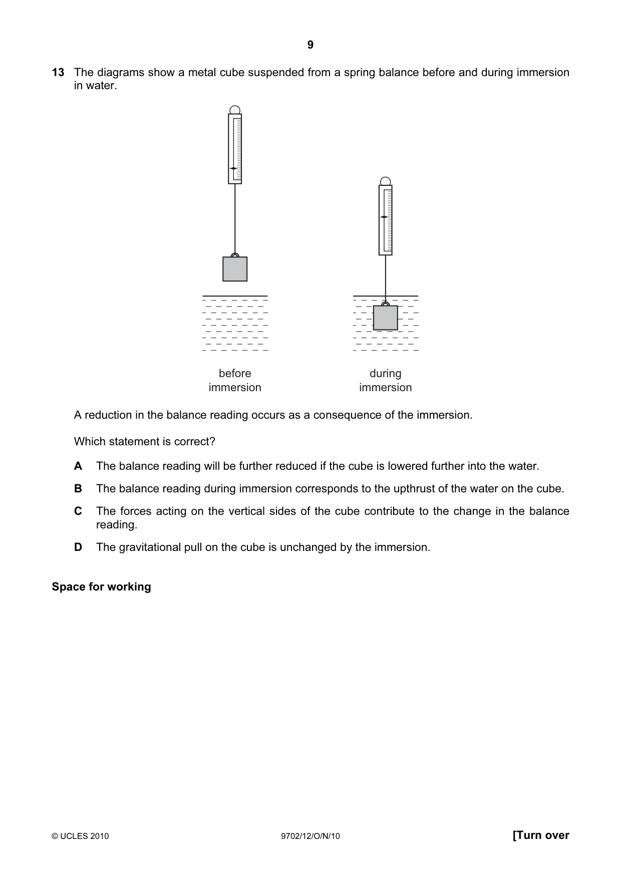 Cambridge A Level Physics 9702 2010 Oct/Nov Paper 1 · Variant 2 question paper, page 9 of 24