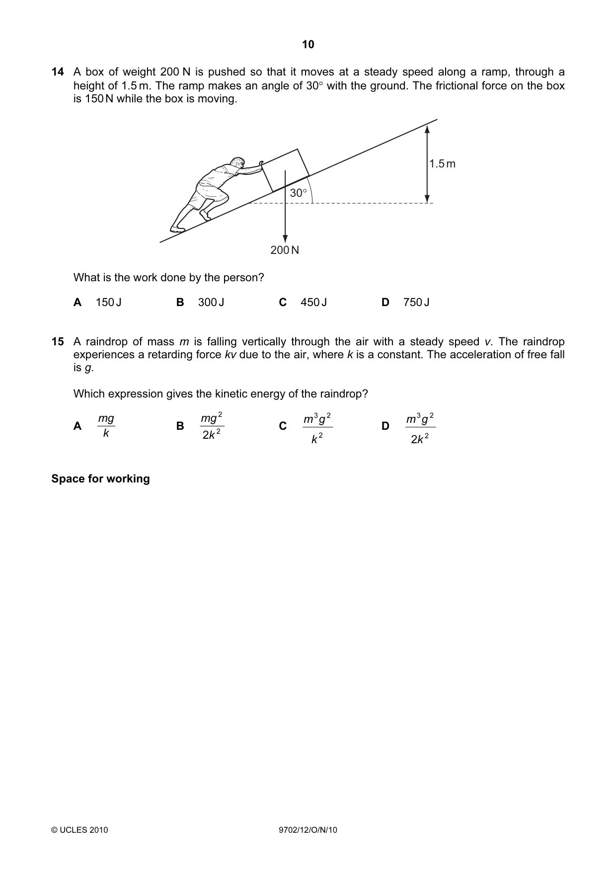 Cambridge A Level Physics 9702 2010 Oct/Nov Paper 1 · Variant 2 question paper, page 10 of 24