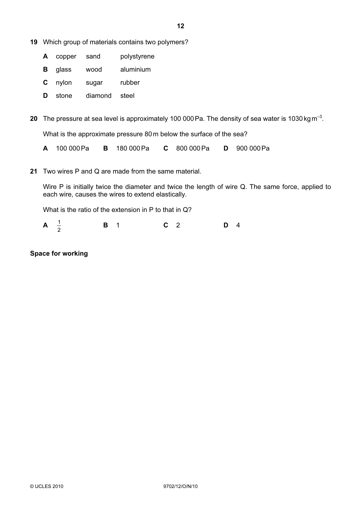 Cambridge A Level Physics 9702 2010 Oct/Nov Paper 1 · Variant 2 question paper, page 12 of 24