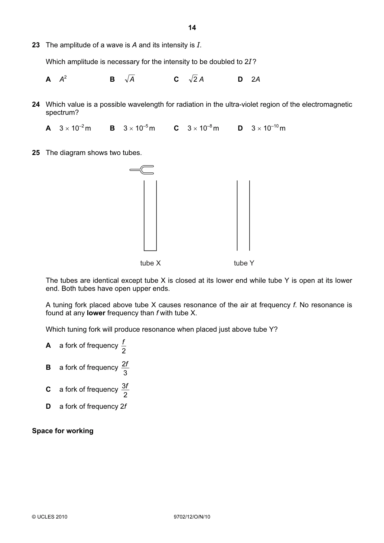 Cambridge A Level Physics 9702 2010 Oct/Nov Paper 1 · Variant 2 question paper, page 14 of 24