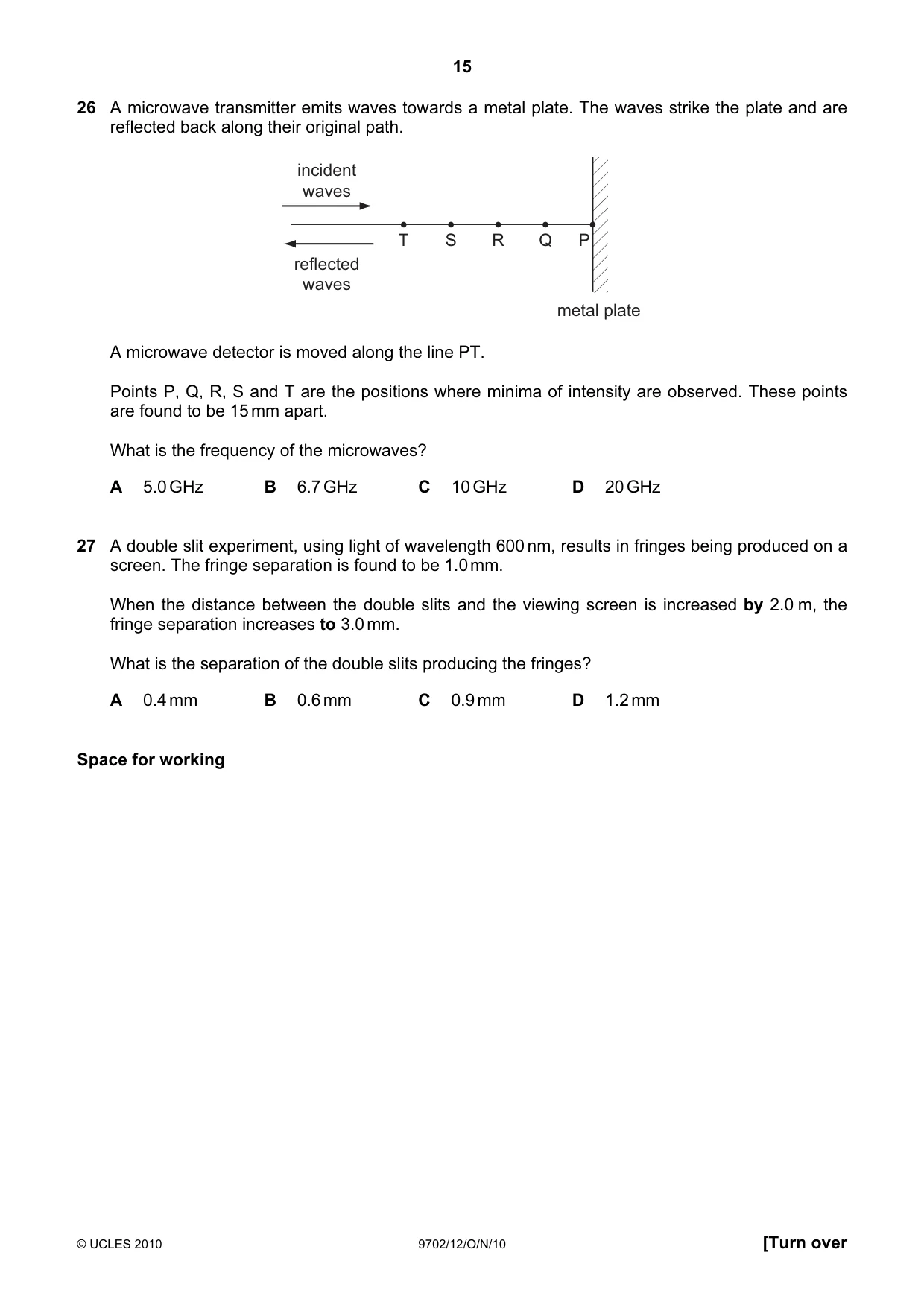 Cambridge A Level Physics 9702 2010 Oct/Nov Paper 1 · Variant 2 question paper, page 15 of 24