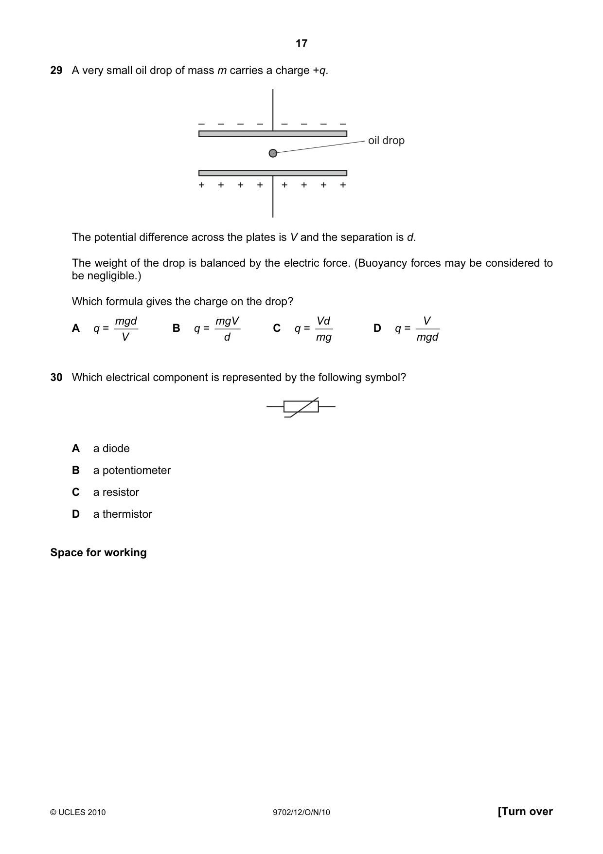 Cambridge A Level Physics 9702 2010 Oct/Nov Paper 1 · Variant 2 question paper, page 17 of 24
