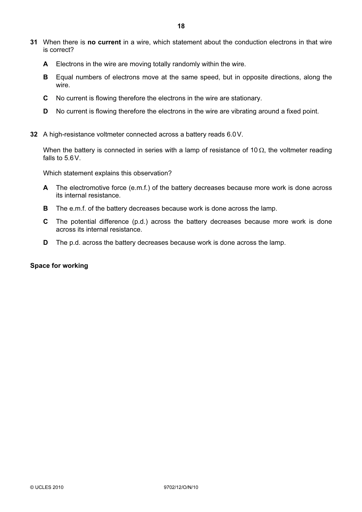 Cambridge A Level Physics 9702 2010 Oct/Nov Paper 1 · Variant 2 question paper, page 18 of 24