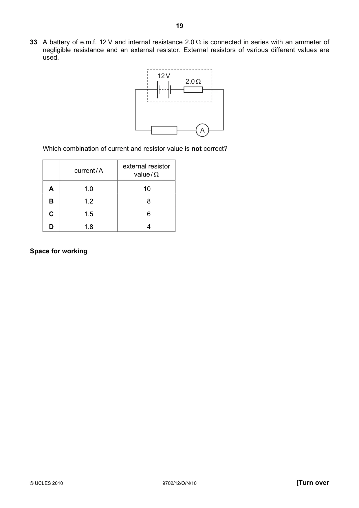 Cambridge A Level Physics 9702 2010 Oct/Nov Paper 1 · Variant 2 question paper, page 19 of 24