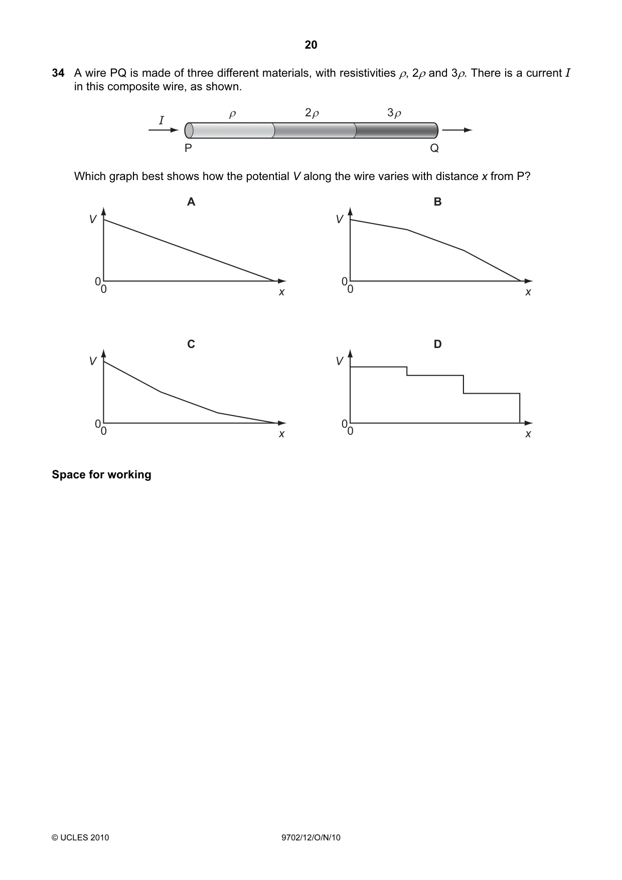 Cambridge A Level Physics 9702 2010 Oct/Nov Paper 1 · Variant 2 question paper, page 20 of 24