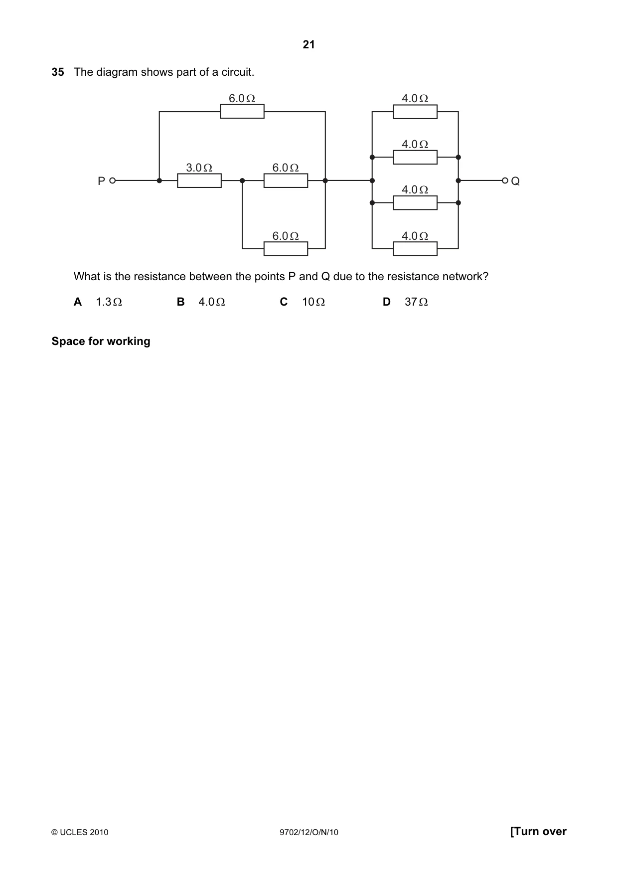 Cambridge A Level Physics 9702 2010 Oct/Nov Paper 1 · Variant 2 question paper, page 21 of 24