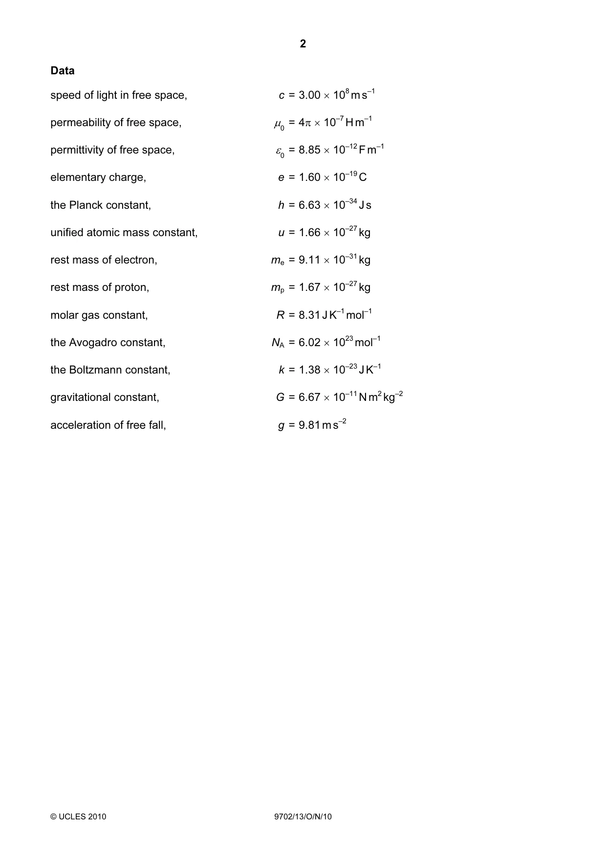 Cambridge A Level Physics 9702 2010 Oct/Nov Paper 1 · Variant 3 question paper, page 2 of 24