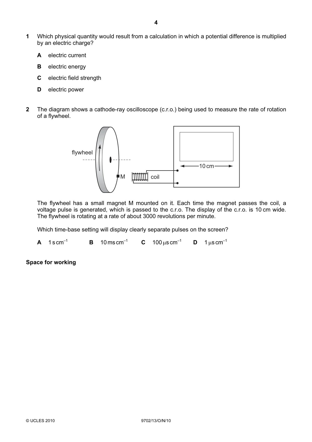 Cambridge A Level Physics 9702 2010 Oct/Nov Paper 1 · Variant 3 question paper, page 4 of 24