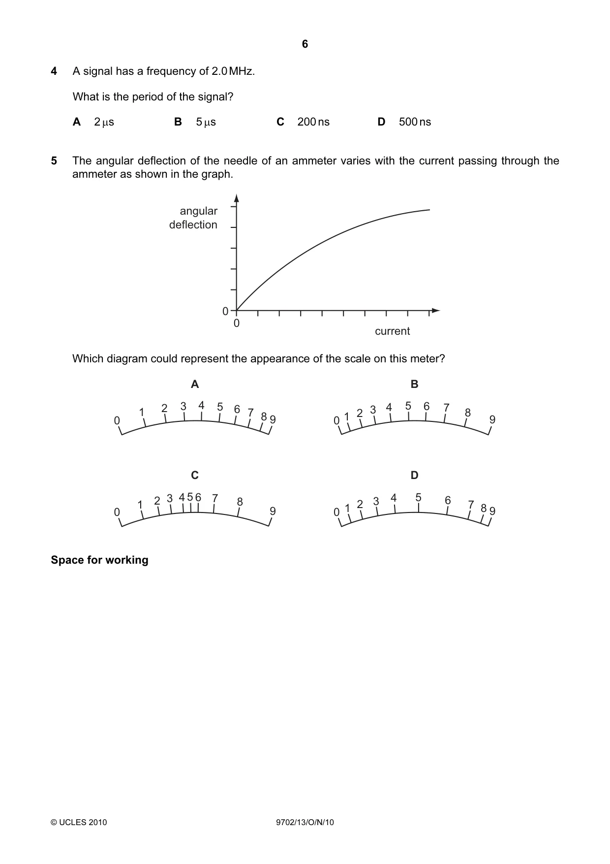 Cambridge A Level Physics 9702 2010 Oct/Nov Paper 1 · Variant 3 question paper, page 6 of 24