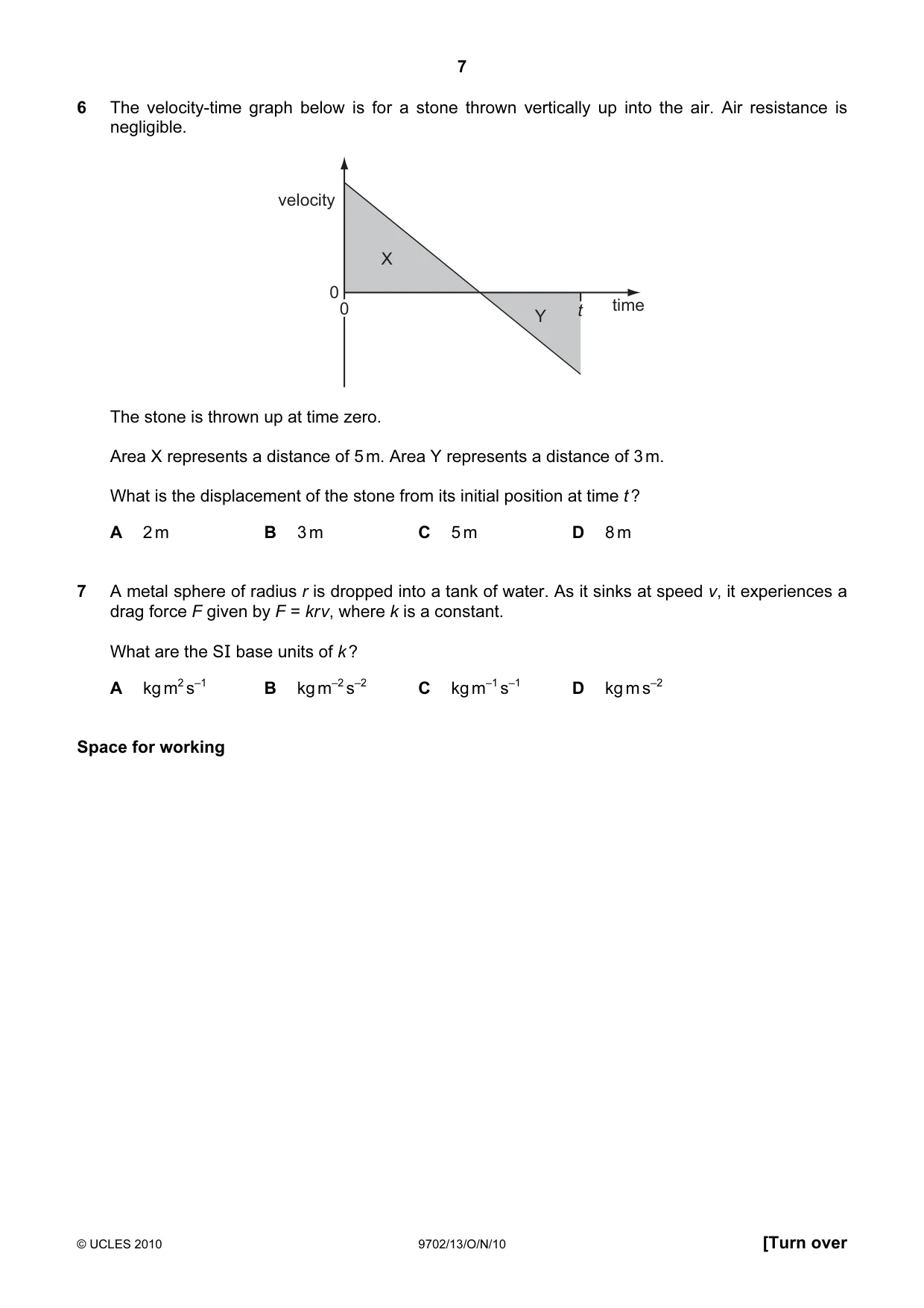 Cambridge A Level Physics 9702 2010 Oct/Nov Paper 1 · Variant 3 question paper, page 7 of 24
