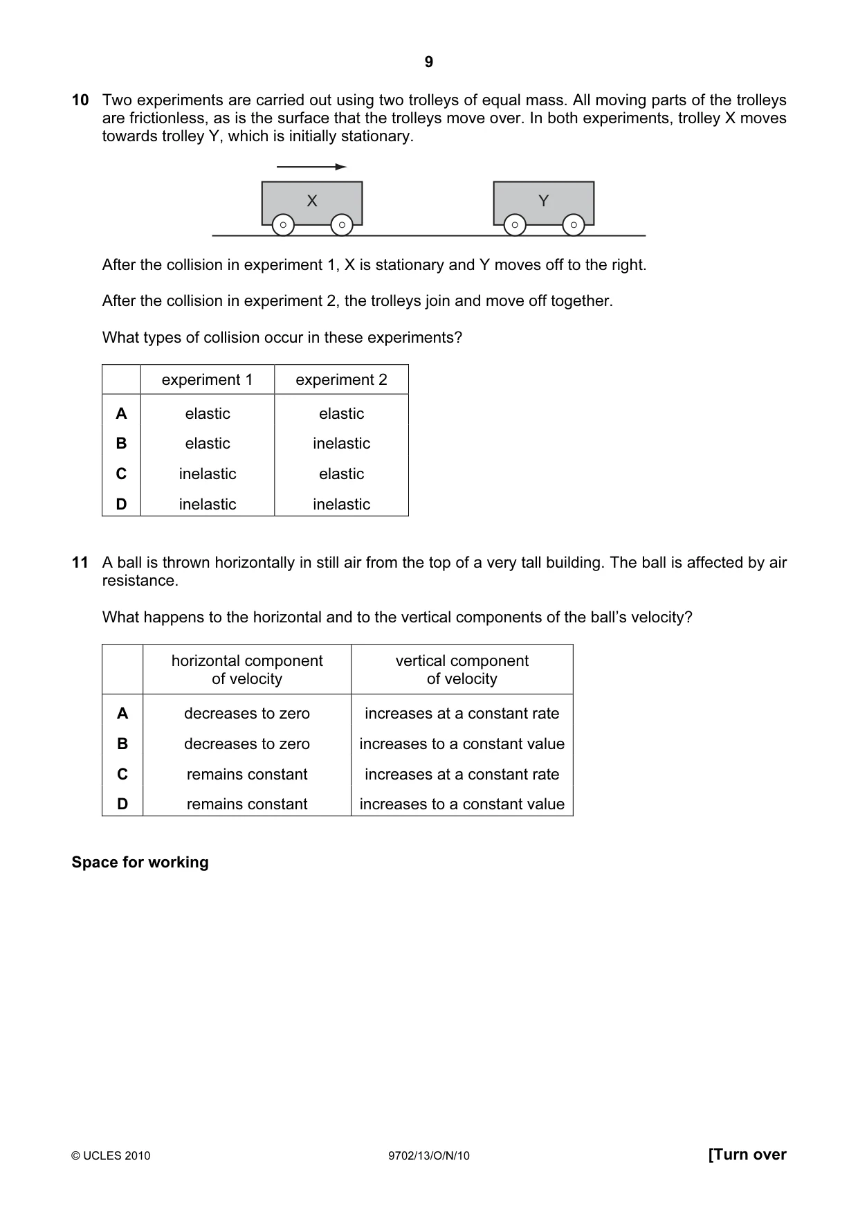 Cambridge A Level Physics 9702 2010 Oct/Nov Paper 1 · Variant 3 question paper, page 9 of 24
