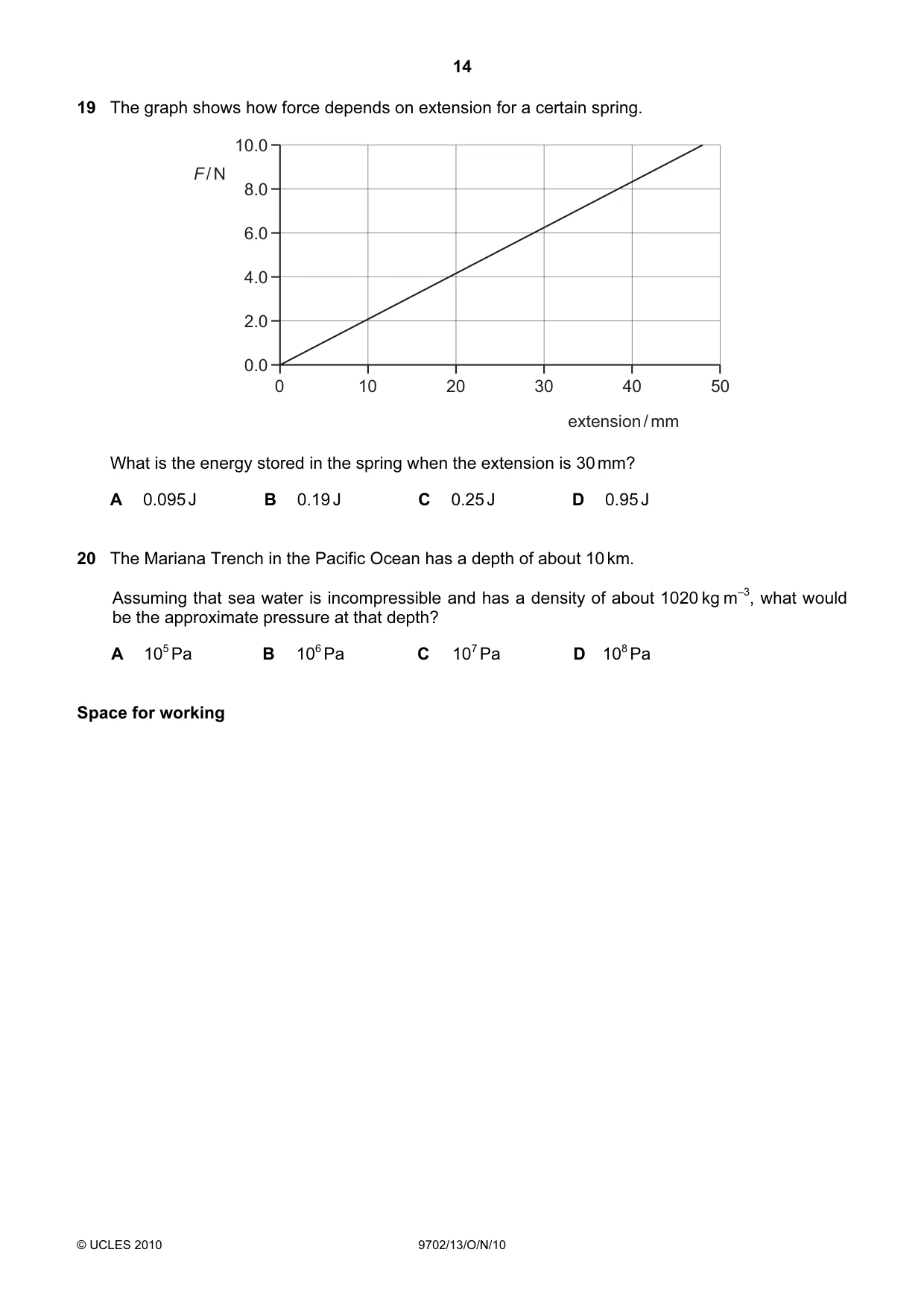 Cambridge A Level Physics 9702 2010 Oct/Nov Paper 1 · Variant 3 question paper, page 14 of 24