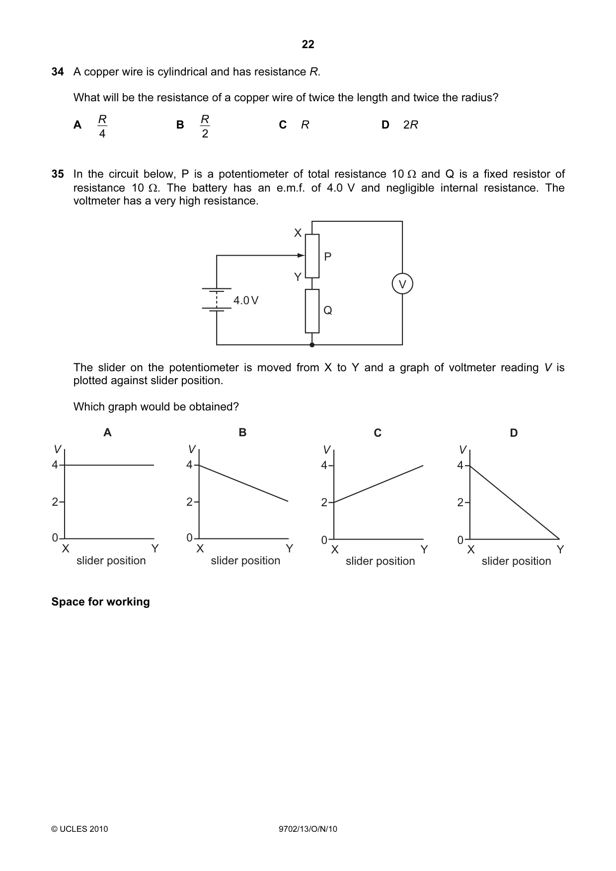 Cambridge A Level Physics 9702 2010 Oct/Nov Paper 1 · Variant 3 question paper, page 22 of 24