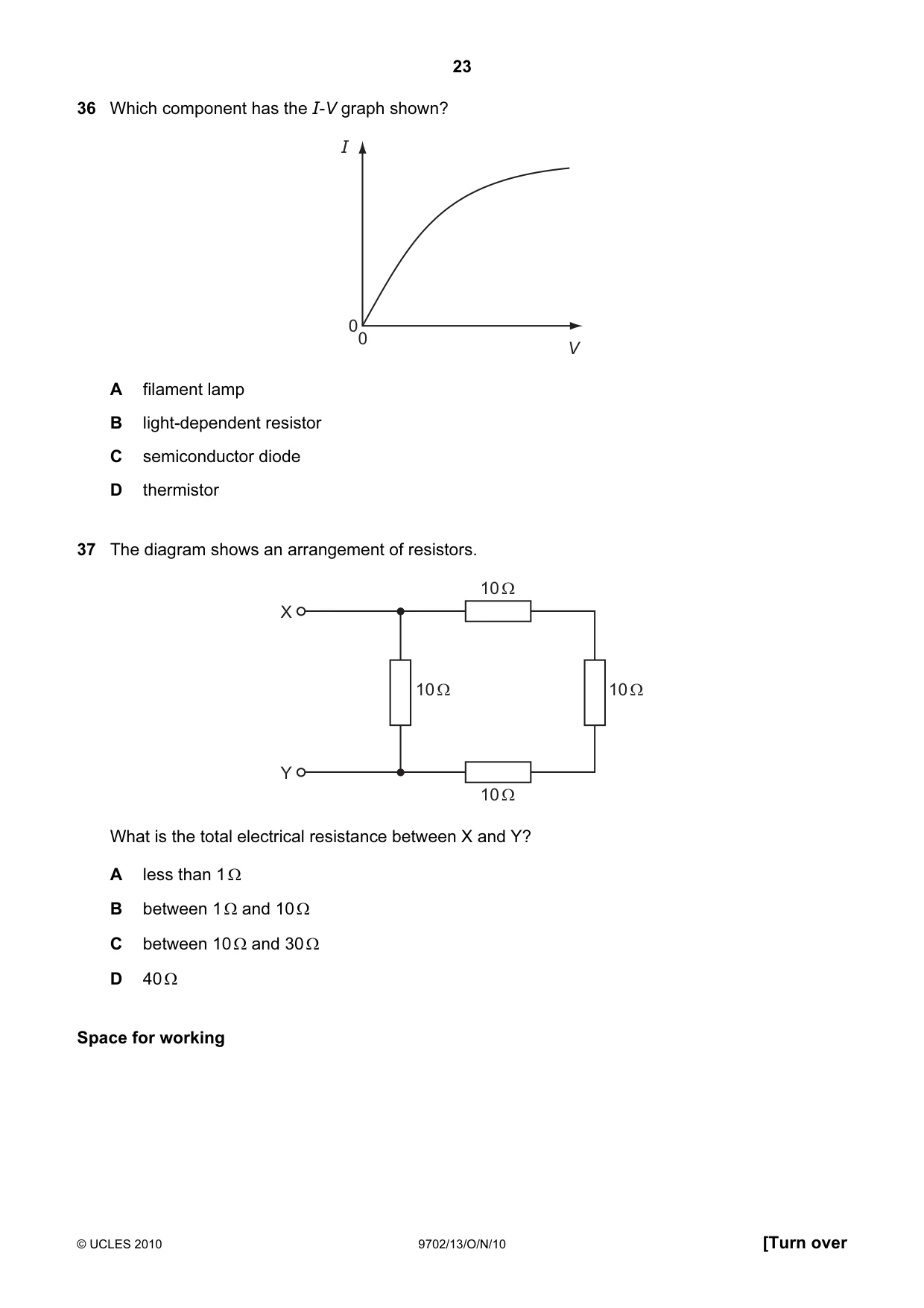 Cambridge A Level Physics 9702 2010 Oct/Nov Paper 1 · Variant 3 question paper, page 23 of 24
