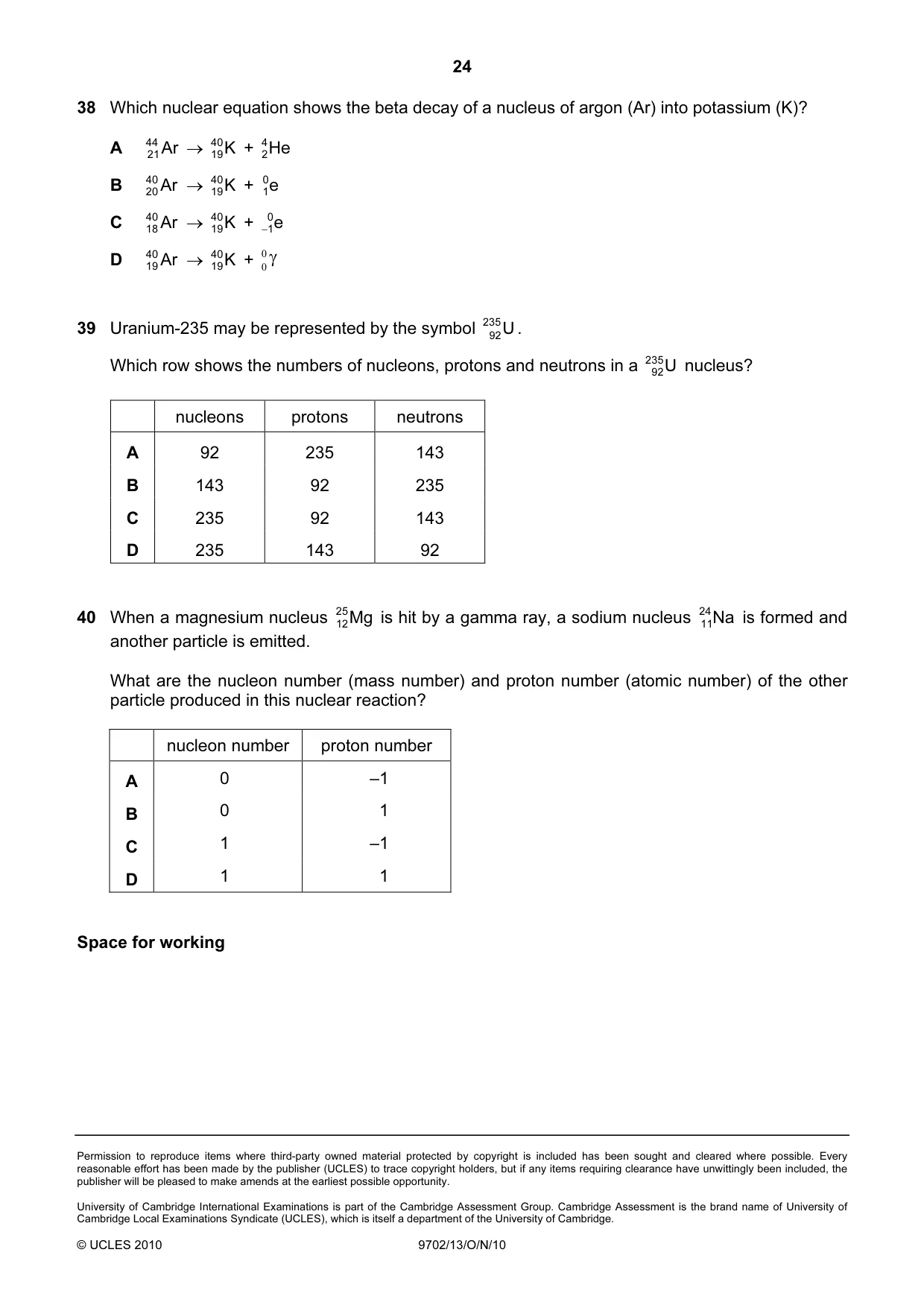 Cambridge A Level Physics 9702 2010 Oct/Nov Paper 1 · Variant 3 question paper, page 24 of 24
