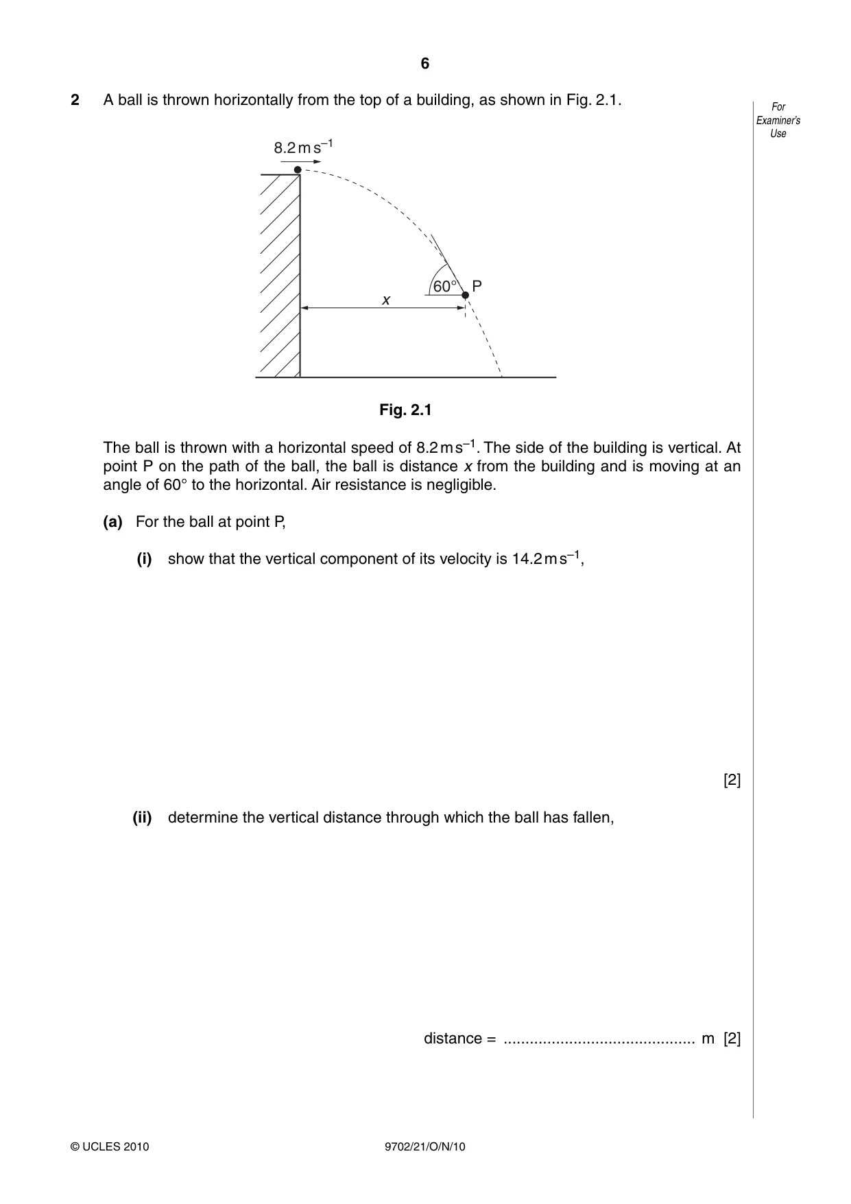 Cambridge A Level Physics 9702 2010 Oct/Nov Paper 2 · Variant 1 question paper, page 6 of 16