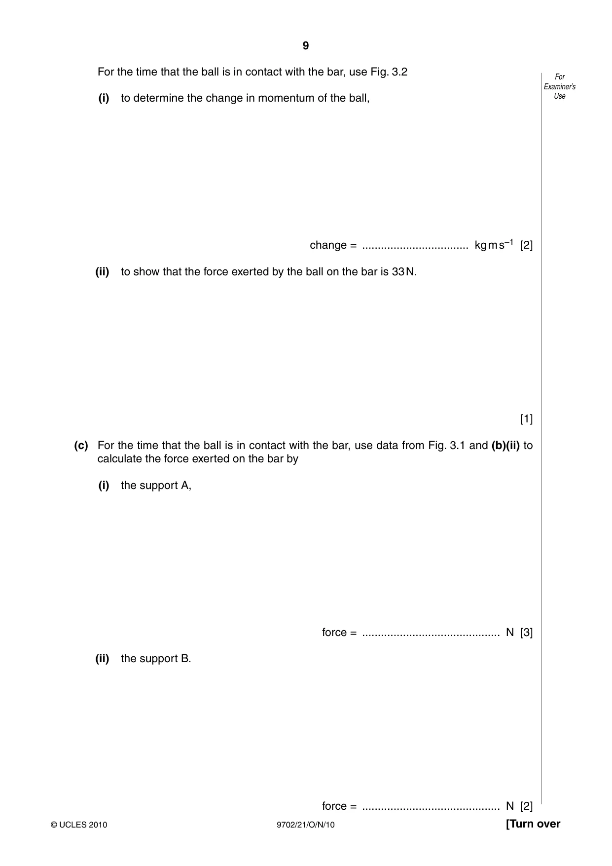 Cambridge A Level Physics 9702 2010 Oct/Nov Paper 2 · Variant 1 question paper, page 9 of 16