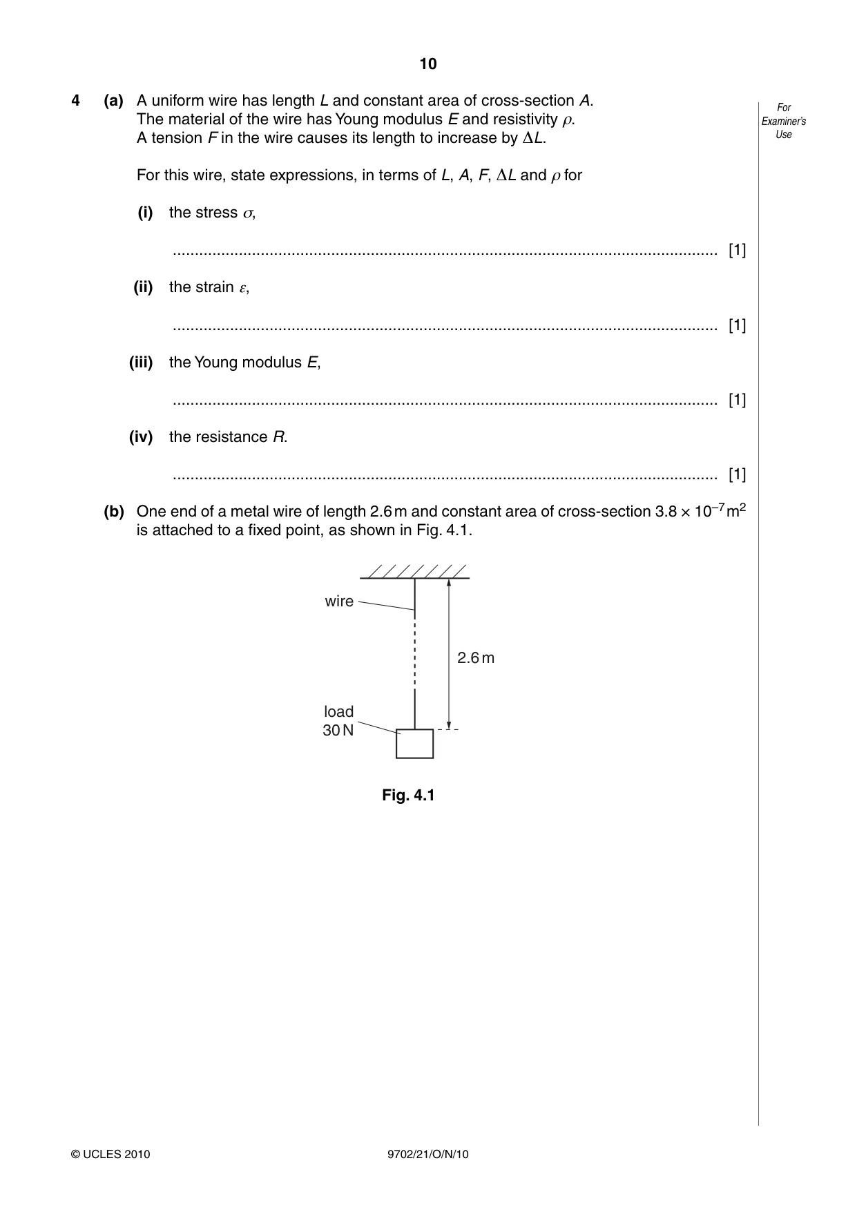 Cambridge A Level Physics 9702 2010 Oct/Nov Paper 2 · Variant 1 question paper, page 10 of 16