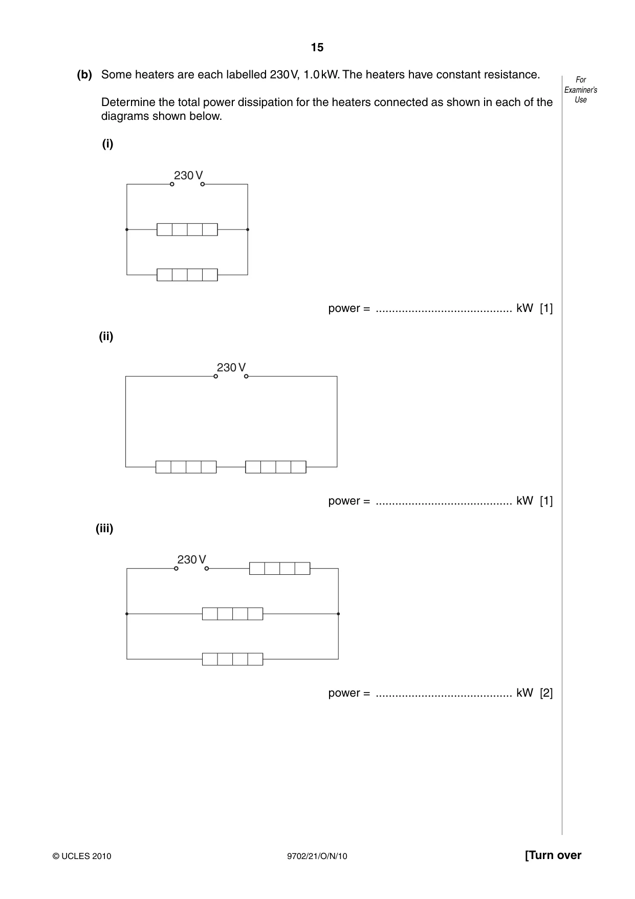 Cambridge A Level Physics 9702 2010 Oct/Nov Paper 2 · Variant 1 question paper, page 15 of 16