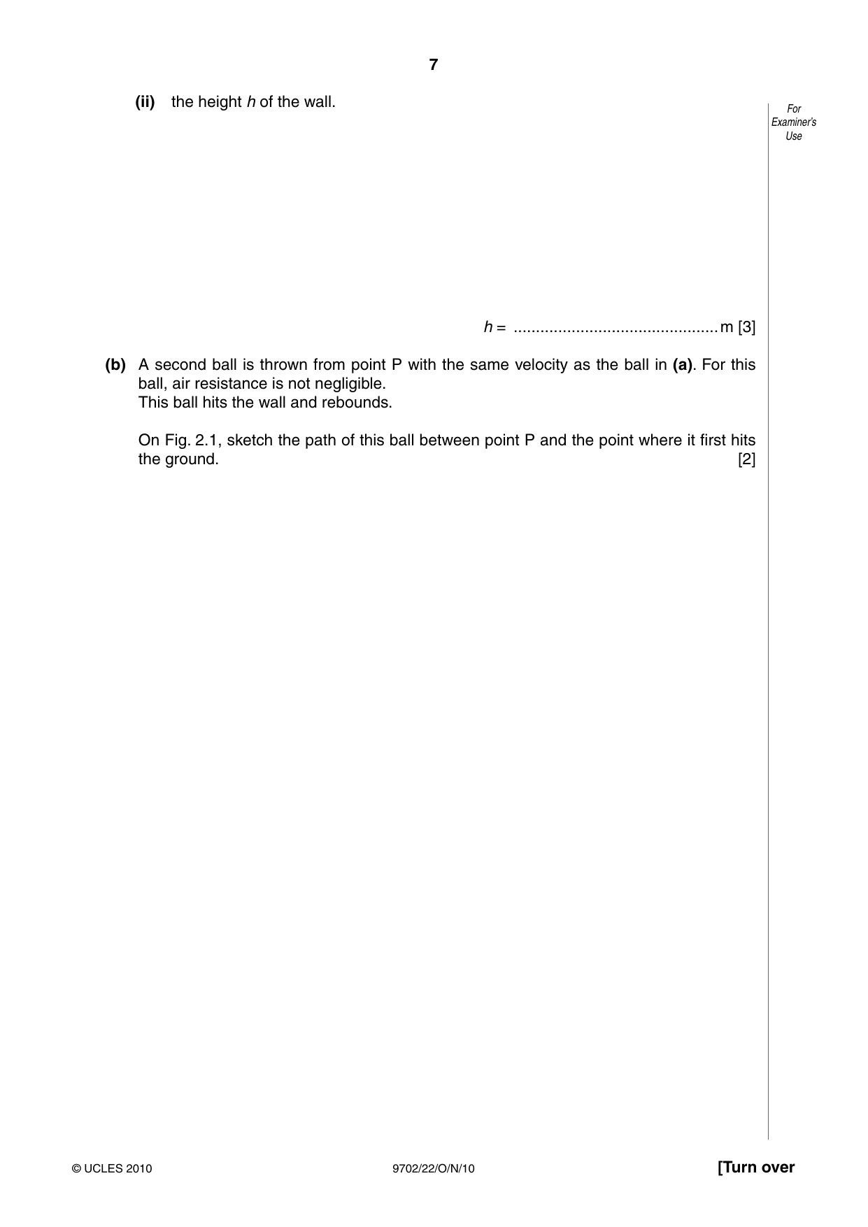Cambridge A Level Physics 9702 2010 Oct/Nov Paper 2 · Variant 2 question paper, page 7 of 20