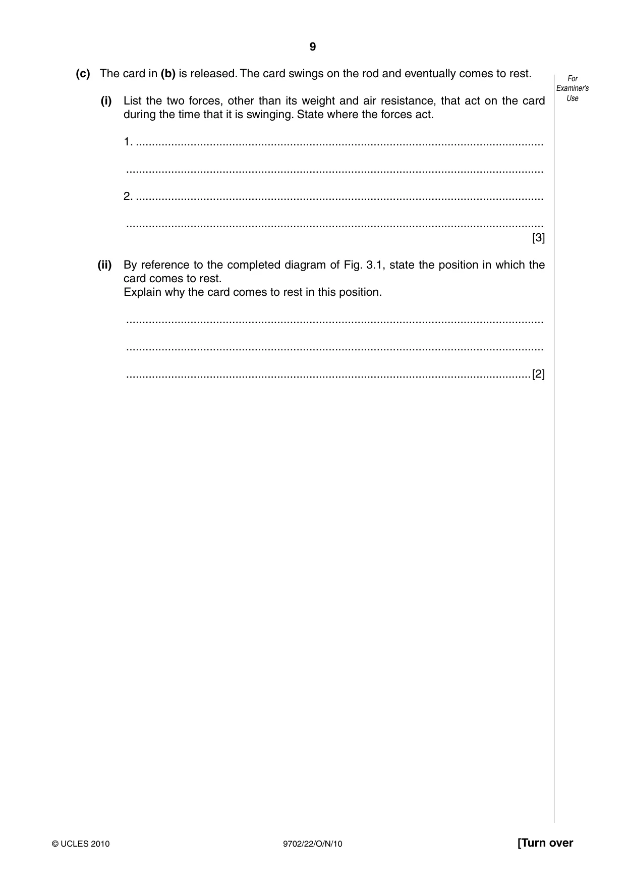 Cambridge A Level Physics 9702 2010 Oct/Nov Paper 2 · Variant 2 question paper, page 9 of 20