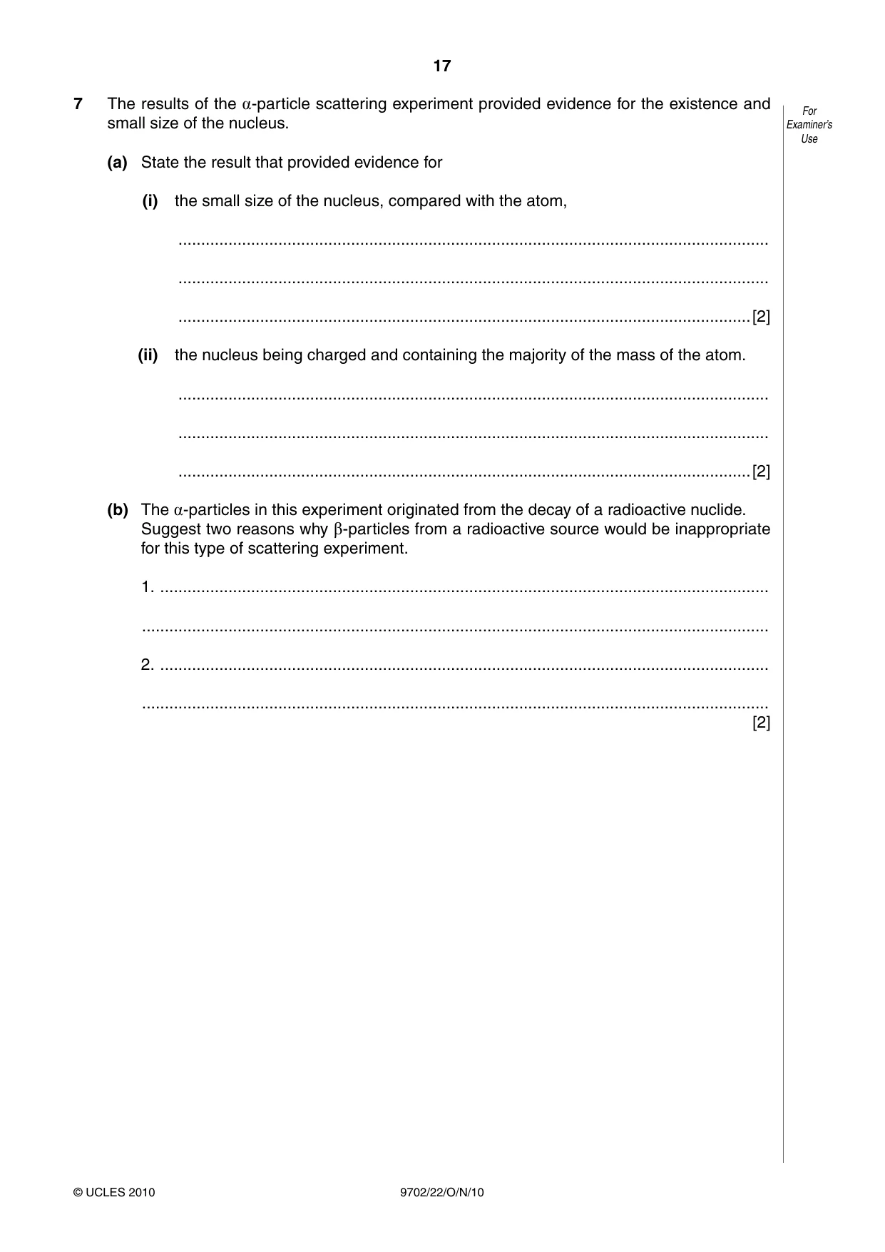 Cambridge A Level Physics 9702 2010 Oct/Nov Paper 2 · Variant 2 question paper, page 17 of 20