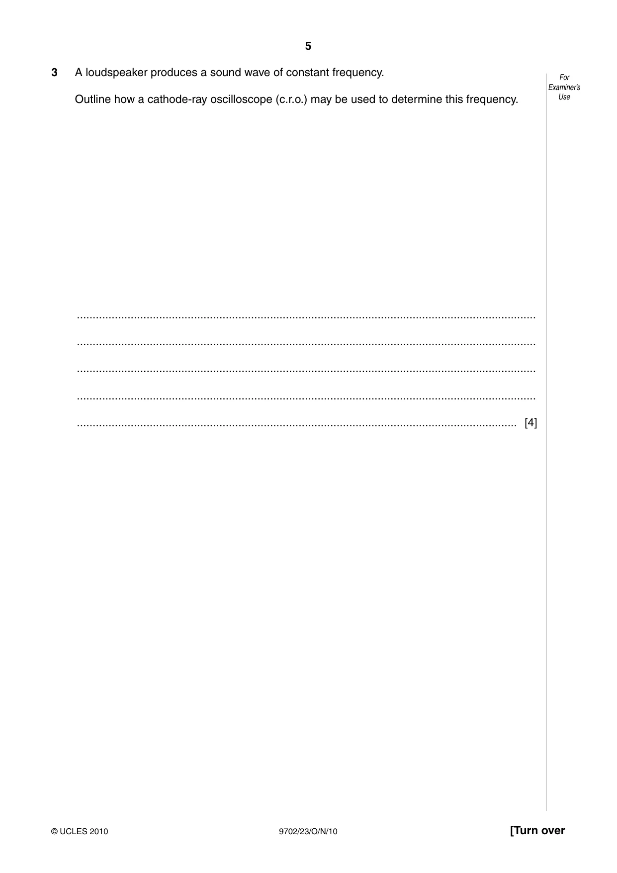 Cambridge A Level Physics 9702 2010 Oct/Nov Paper 2 · Variant 3 question paper, page 5 of 16