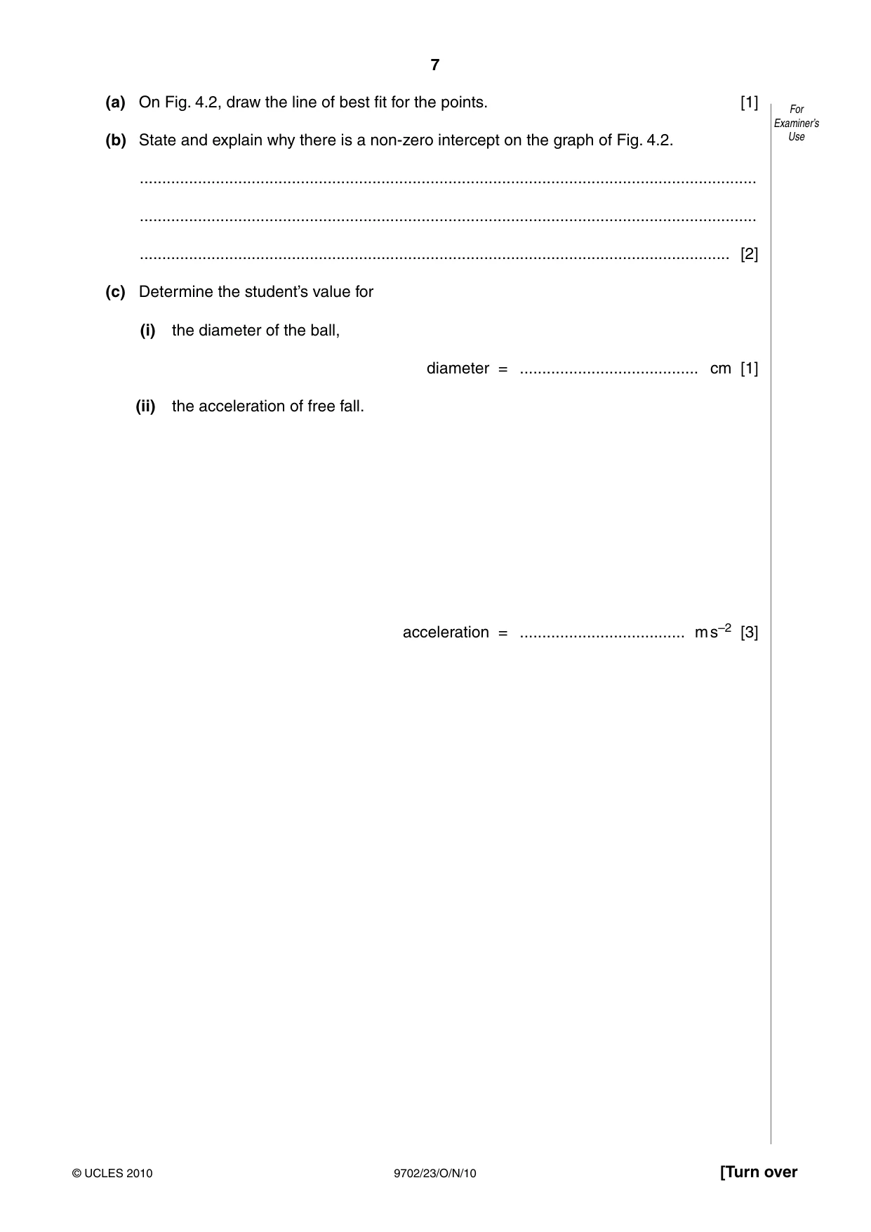 Cambridge A Level Physics 9702 2010 Oct/Nov Paper 2 · Variant 3 question paper, page 7 of 16