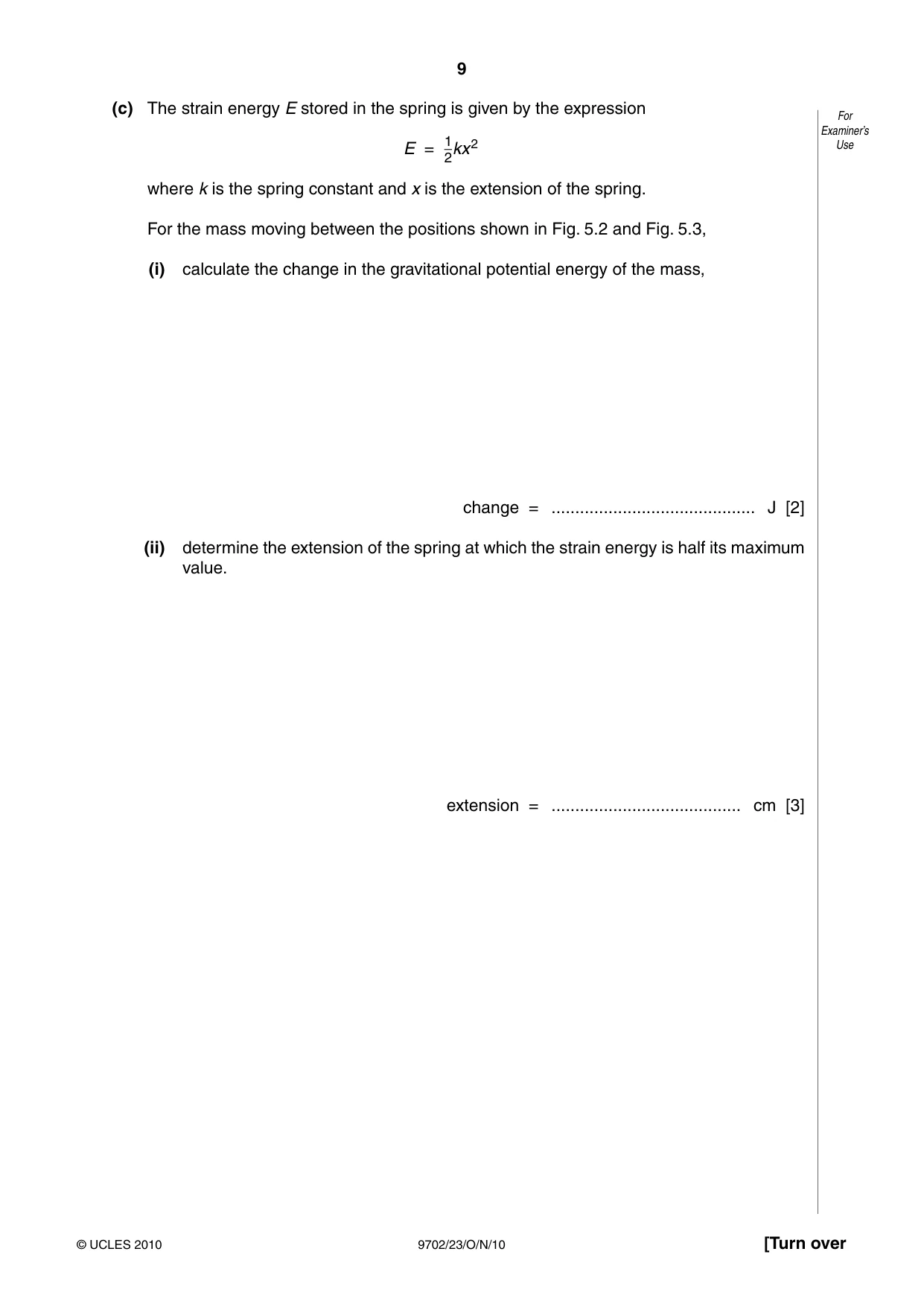 Cambridge A Level Physics 9702 2010 Oct/Nov Paper 2 · Variant 3 question paper, page 9 of 16