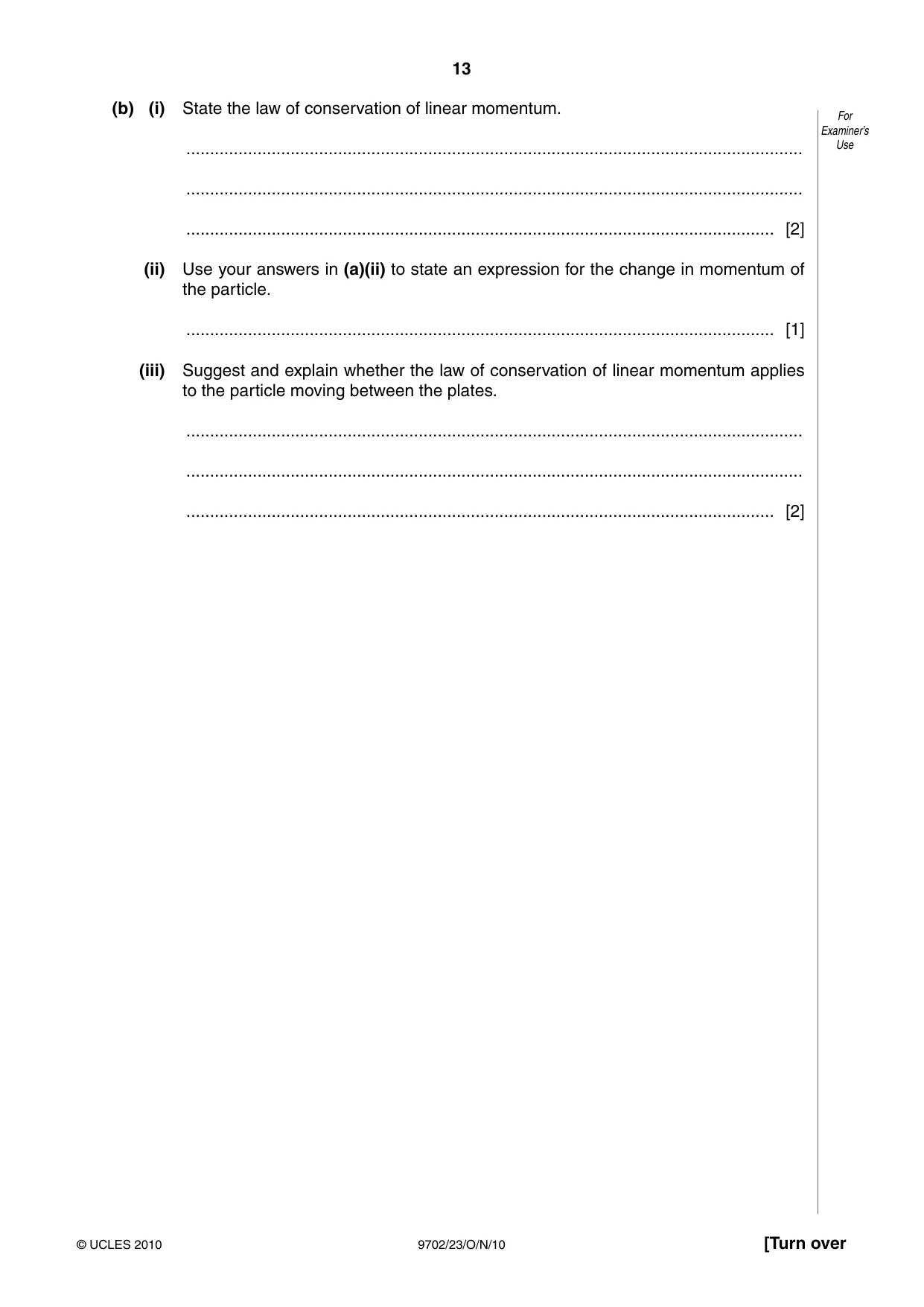 Cambridge A Level Physics 9702 2010 Oct/Nov Paper 2 · Variant 3 question paper, page 13 of 16