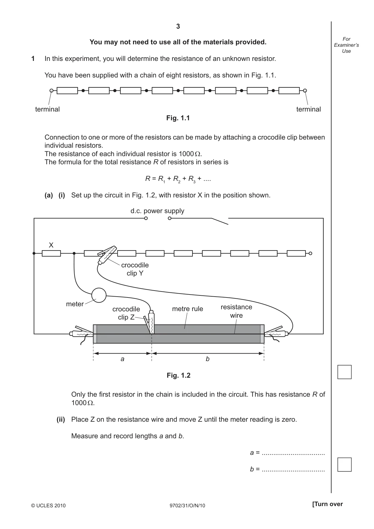 Cambridge A Level Physics 9702 2010 Oct/Nov Paper 3 · Variant 1 question paper, page 3 of 12