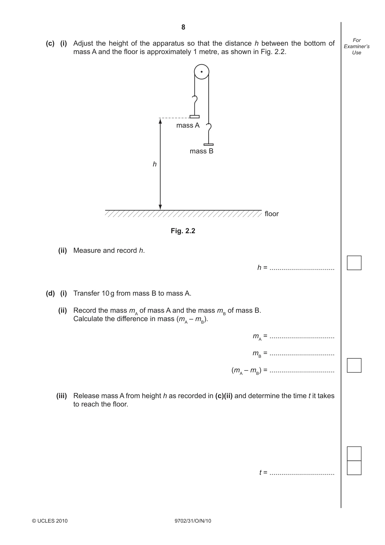 Cambridge A Level Physics 9702 2010 Oct/Nov Paper 3 · Variant 1 question paper, page 8 of 12