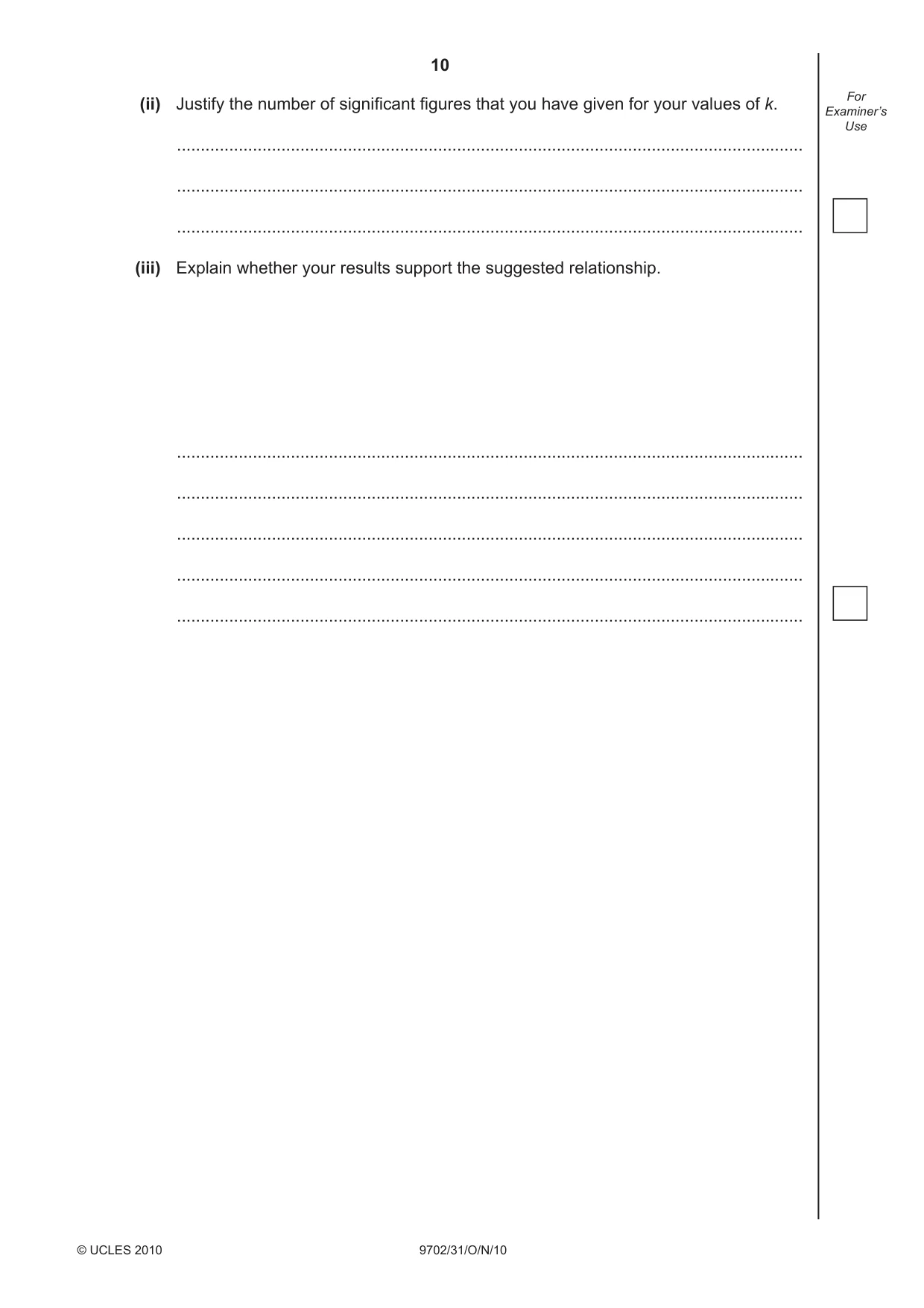 Cambridge A Level Physics 9702 2010 Oct/Nov Paper 3 · Variant 1 question paper, page 10 of 12