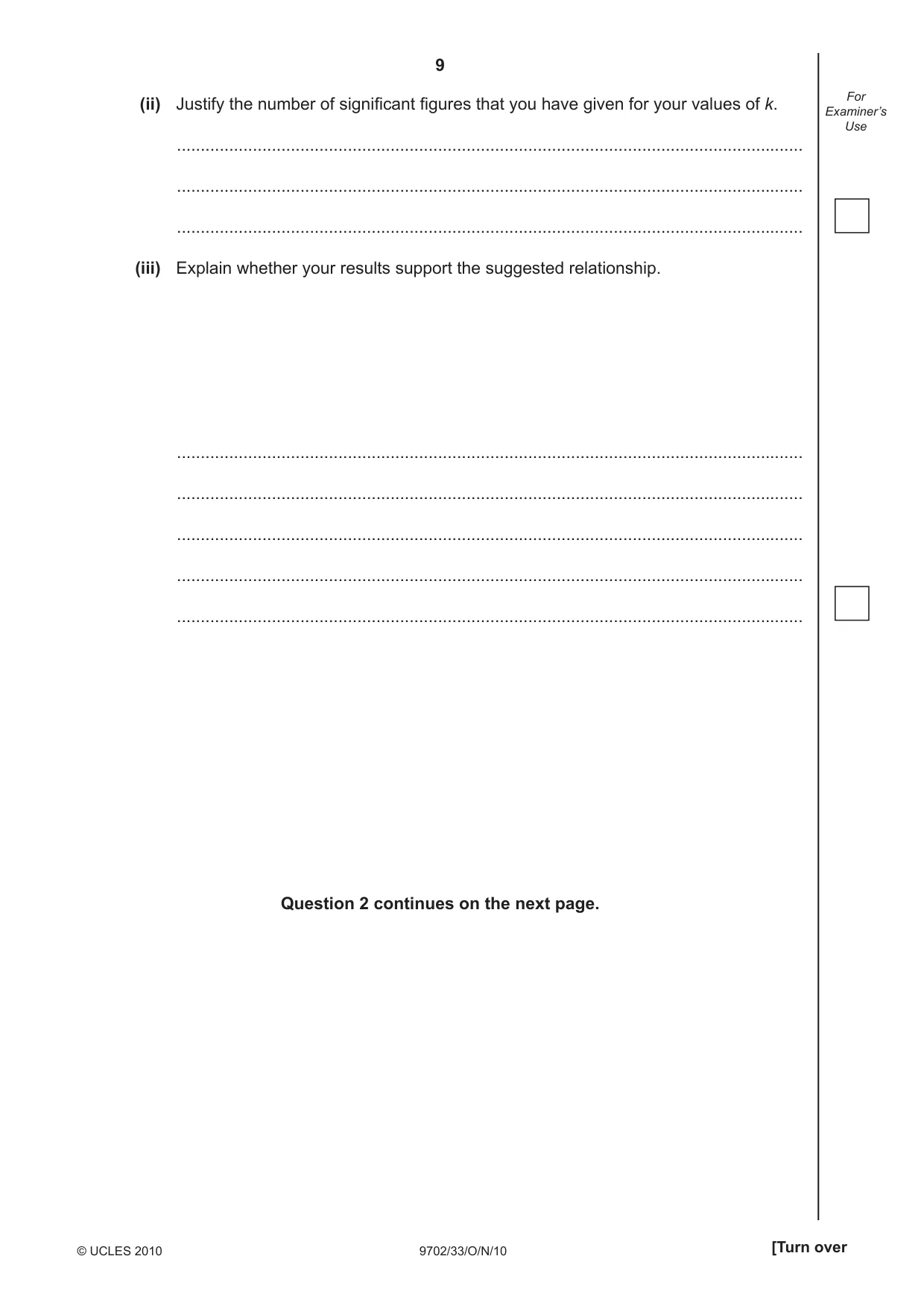 Cambridge A Level Physics 9702 2010 Oct/Nov Paper 3 · Variant 3 question paper, page 9 of 12
